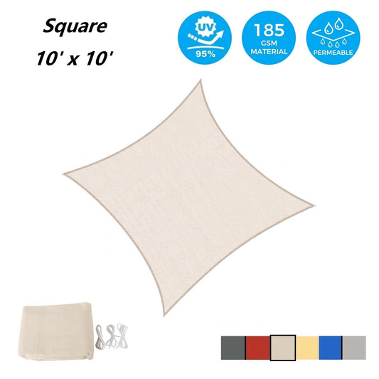 AsterOutdoor Sun Shade Sail Rectangle 10' x 10' UV Block Canopy for Patio Backyard Lawn Garden Outdoor Activities, Cream
