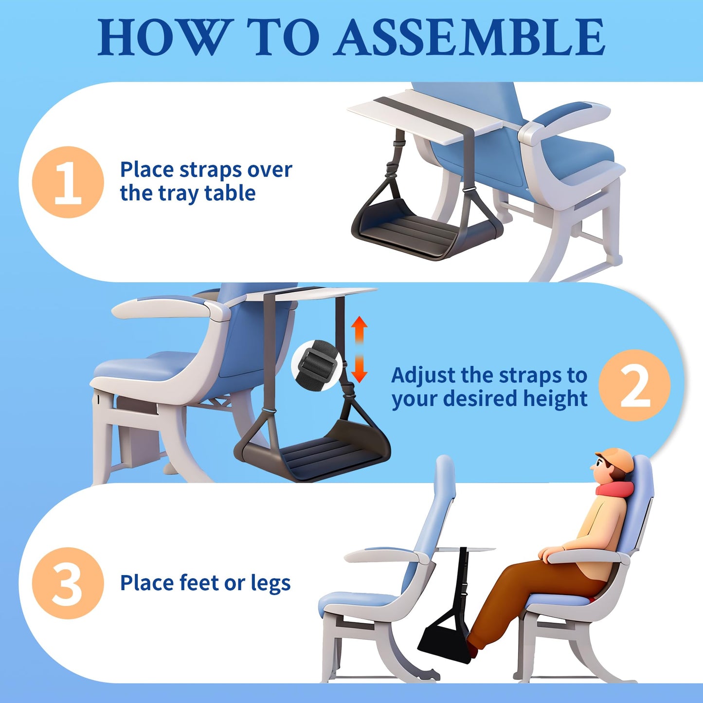 Travel Foot Hammock, Memory Foam & Bamboo Support, Adjustable, Portable
