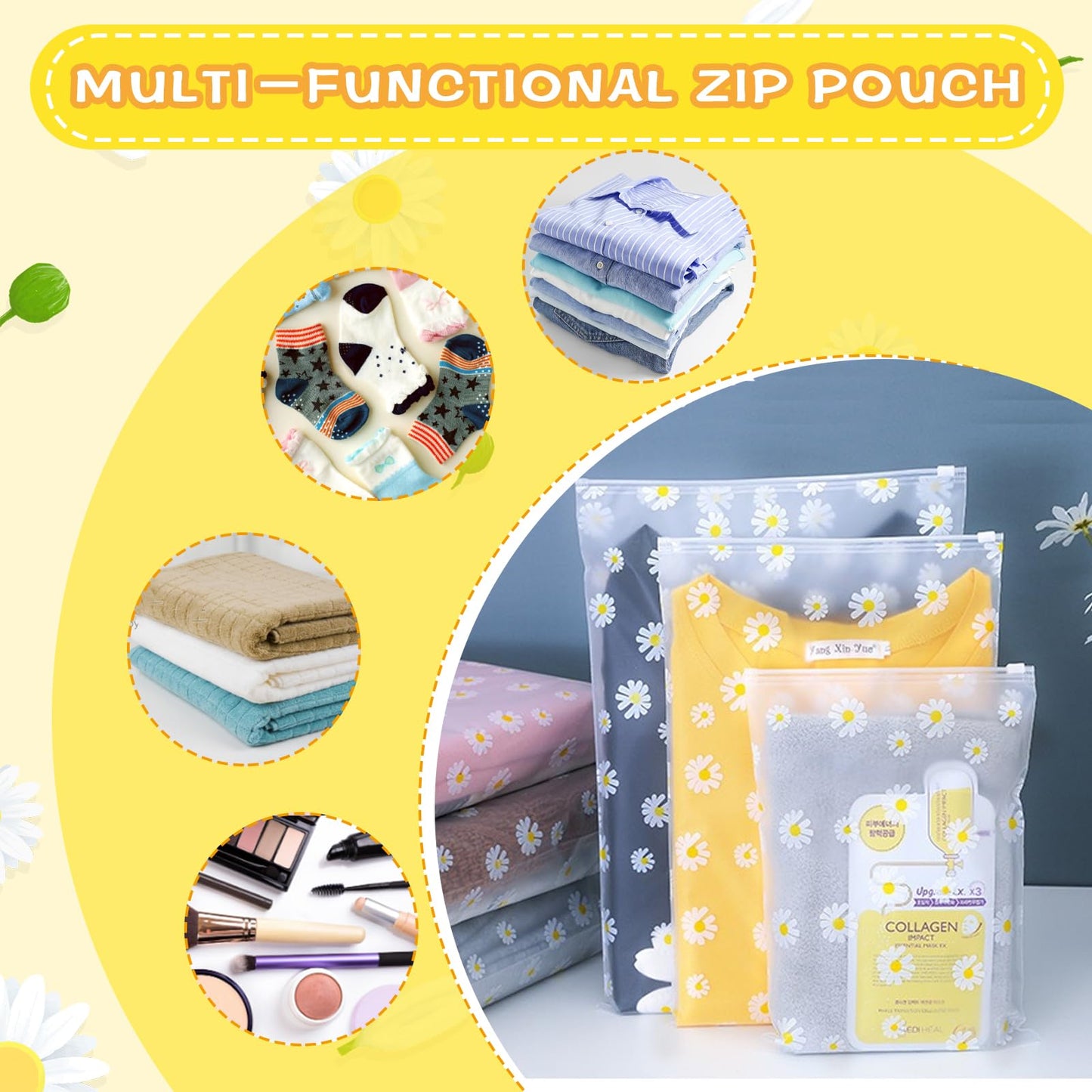 15Pcs Hospital Bag Organiser Pouches Reusable Plastic Zip Lock Bags