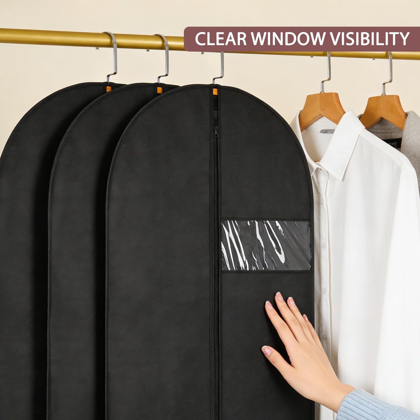 YANJINGSHE Suit Bag, Oxford Garment Bag 60-165cm, 2 Pack Black