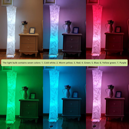 RGB Soft Floor Lamp, Bedroom Fabric Lamp Warm Lighting Romantic Atmosphere Colorful Minimalist Modern Design for Living Room, Tall Arc Standing