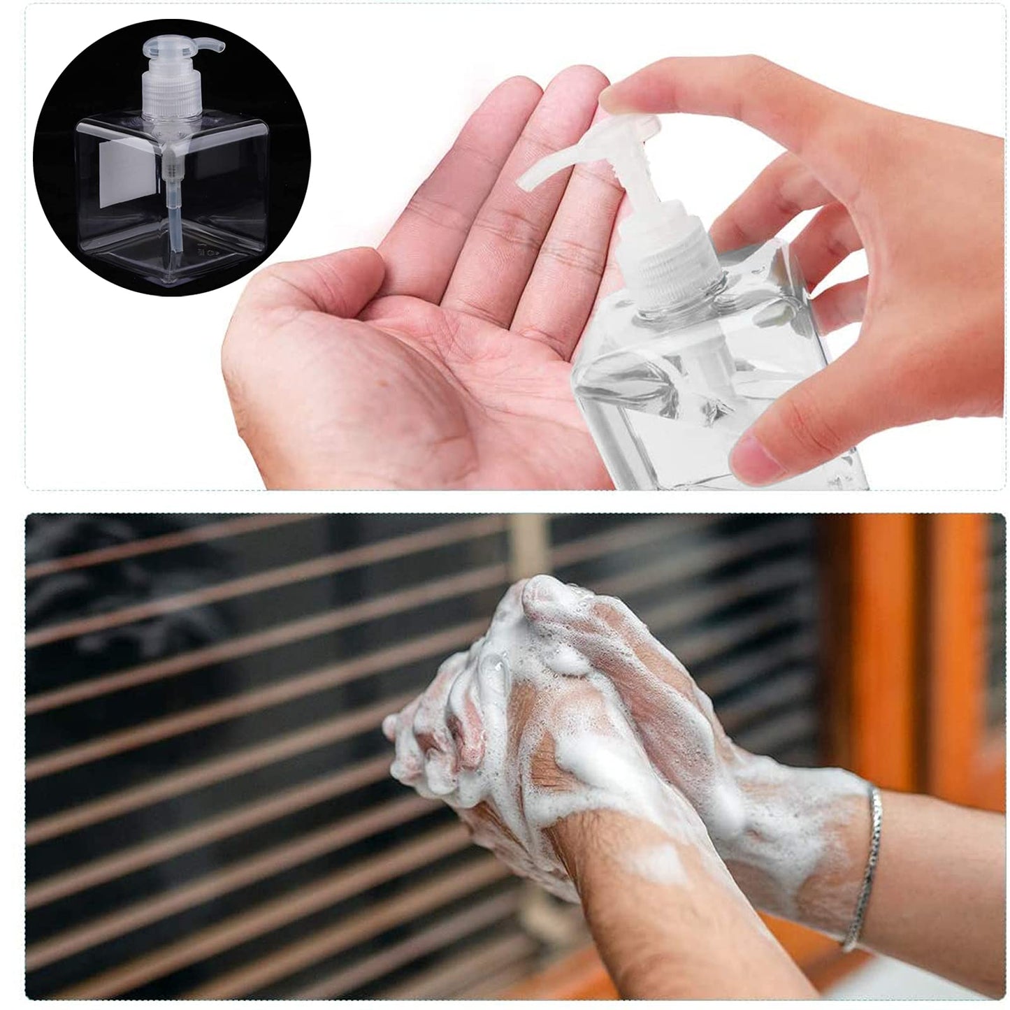 Yalbdopo 2PCS 250ml / 8.5oz Empty Pump Dispenser Bottle Refillable Plastic Lotion Pump Bottles