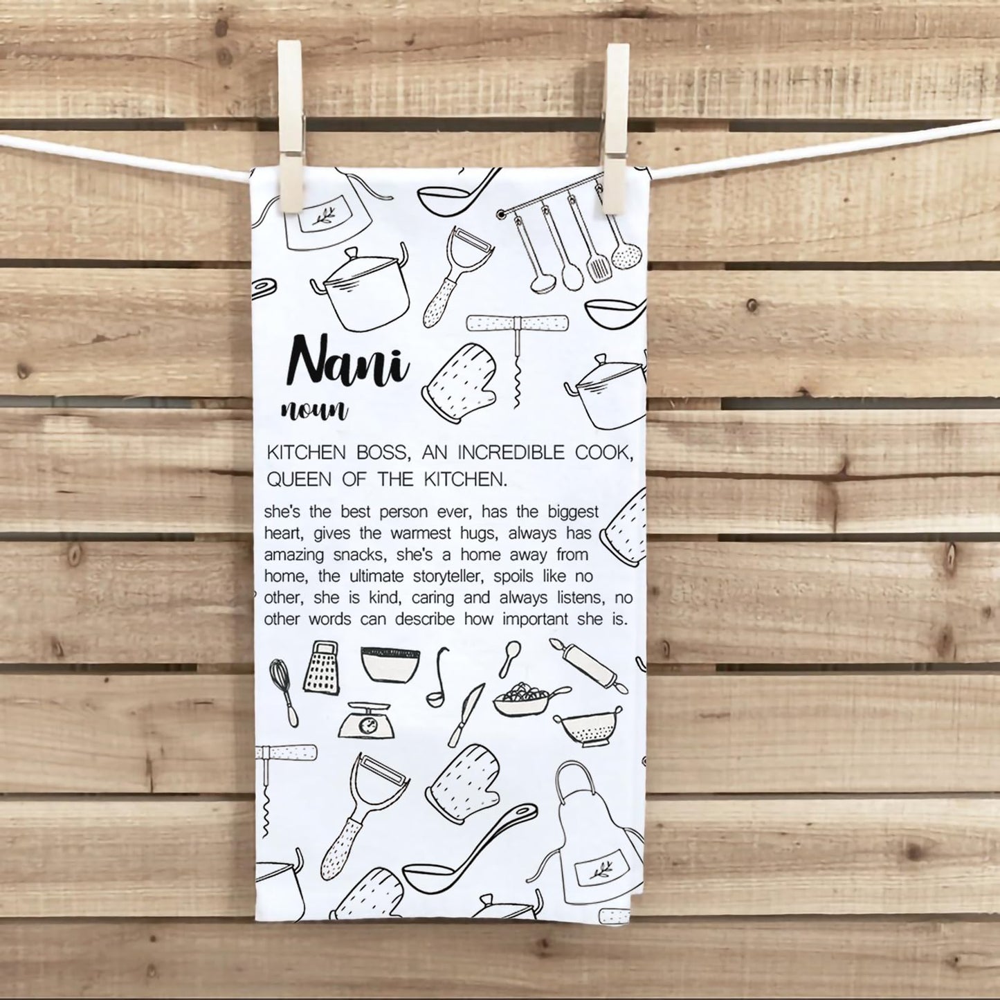 LEVLO Nani Gift Grandma Nani Kitchen Towel Nani Birthday Gifts Nana Kitchen Gifts Grandma Tea Dish Towel (nani noun towel 2uk)