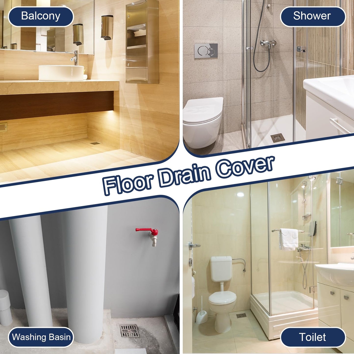 sourcing map 4pcs Round Floor Drain Cover, 4.9" Stainless Steel Shower Drain Grate Drain Protection Cover for Furniture Repair Bathroom Kitchen