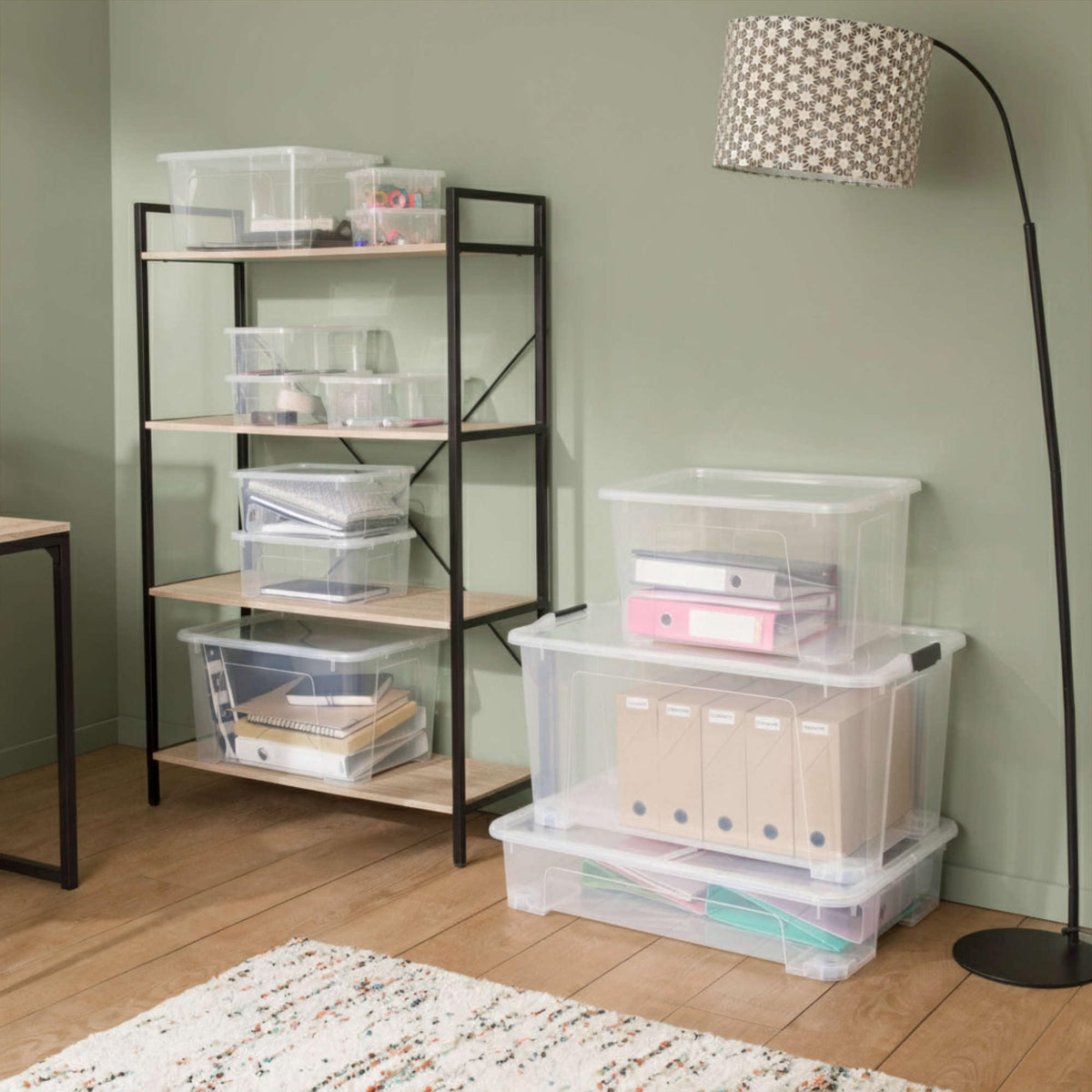 Sundis View Box, Plastic Storage Box with Lid, 25L, Clear, Stackable and Stackable, Ideal for Storing Cabinets, Office, Laundry Room, Bathroom