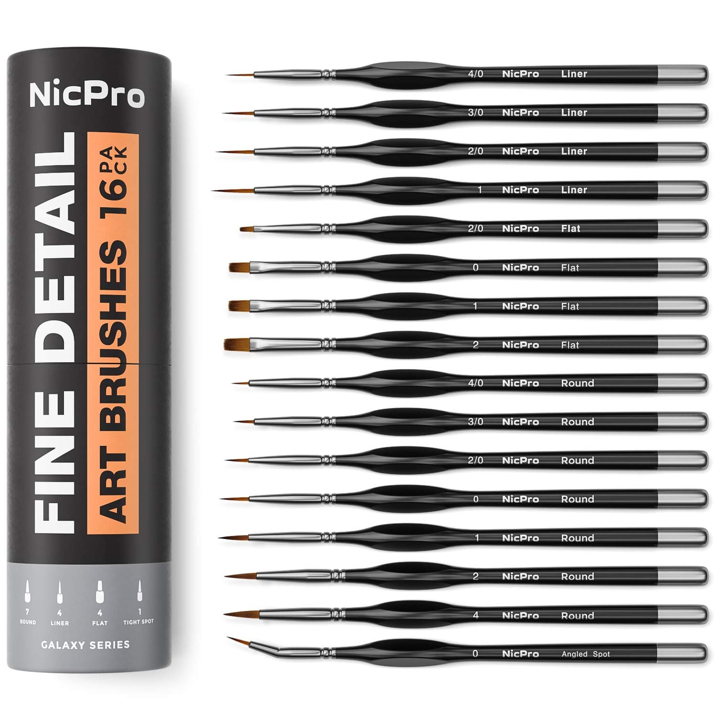 Nicpro 16PCS Miniature Paint Brushes, Model Paint Paint Brushes Micro Detail Paint Brush Set Fine Detailing for Watercolour Oil Acrylic, Paint by