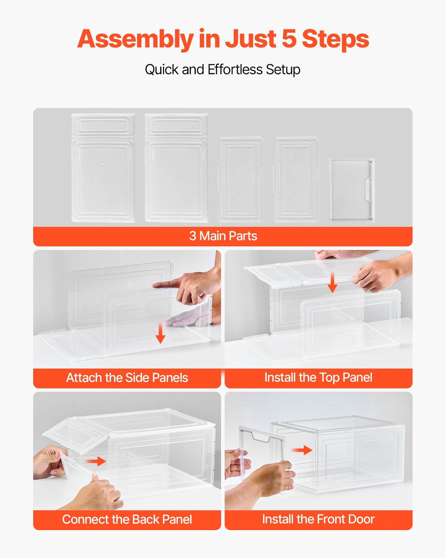 VEVOR Shoe Storage Boxes, 12 Pack Clear Stackable Shoe Boxes Storage Organizers with Magnetic Door, Fit up to US Size 13