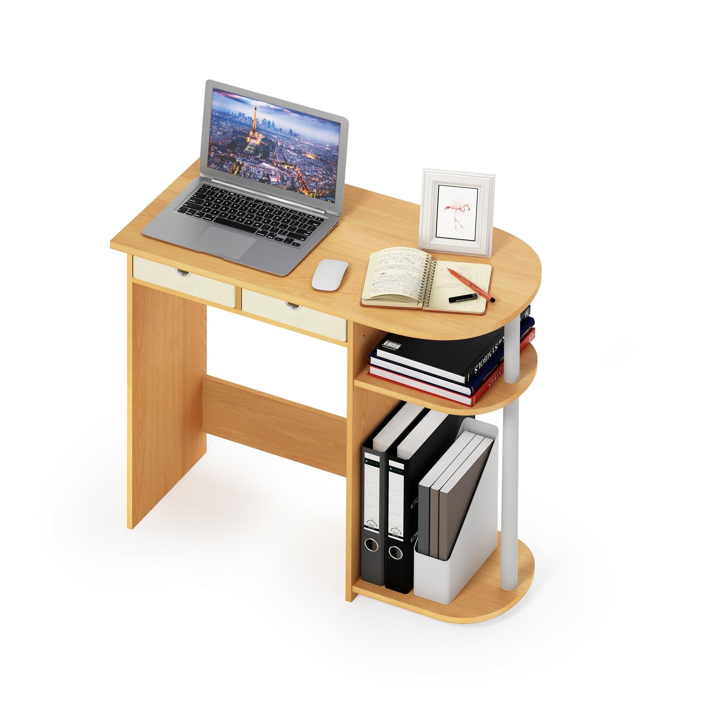 Furinno Go Green Home Laptop Notebook Computer Desk, Study Desk, Writing Desk, Beech/Ivory/White
