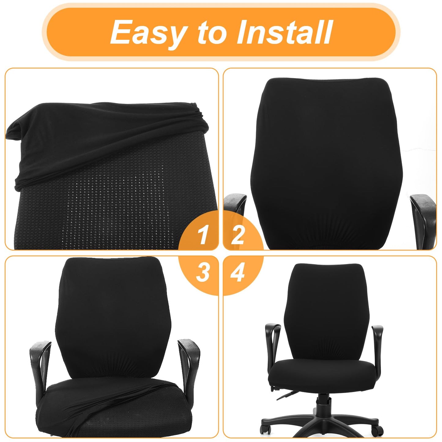 Nogeqi 2pcs Office Chair Covers Stretchable, Universal Office Chair Seat Cover, Washable Removable Computer Chairs Cover for Seat Cushion