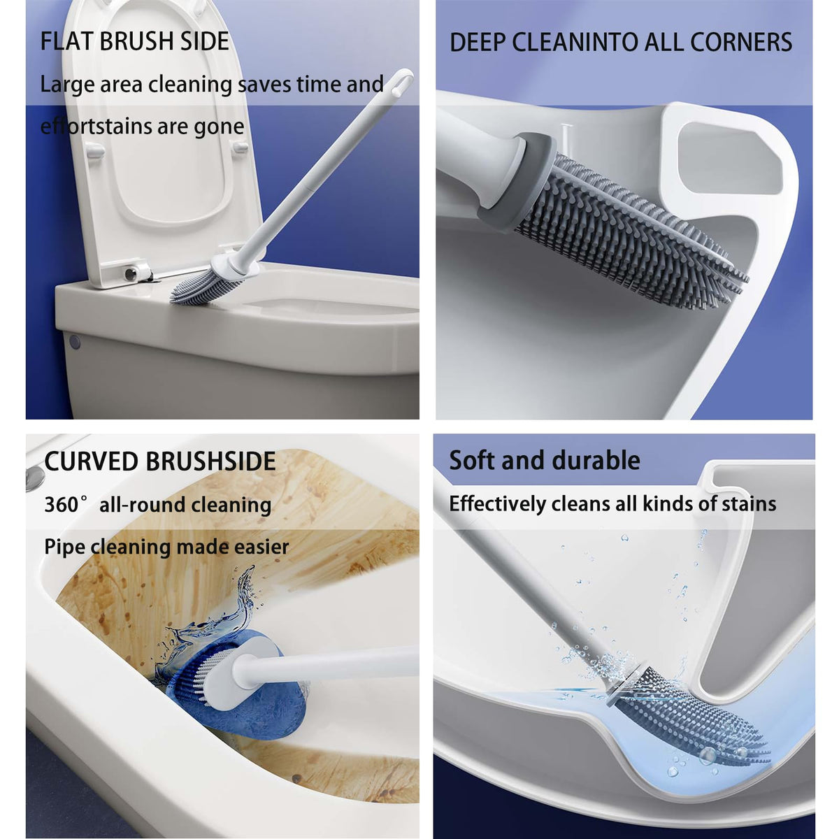 Bathroom Bin with Loo Brush Set, 3L Slim Round Stainless Steel, Grey