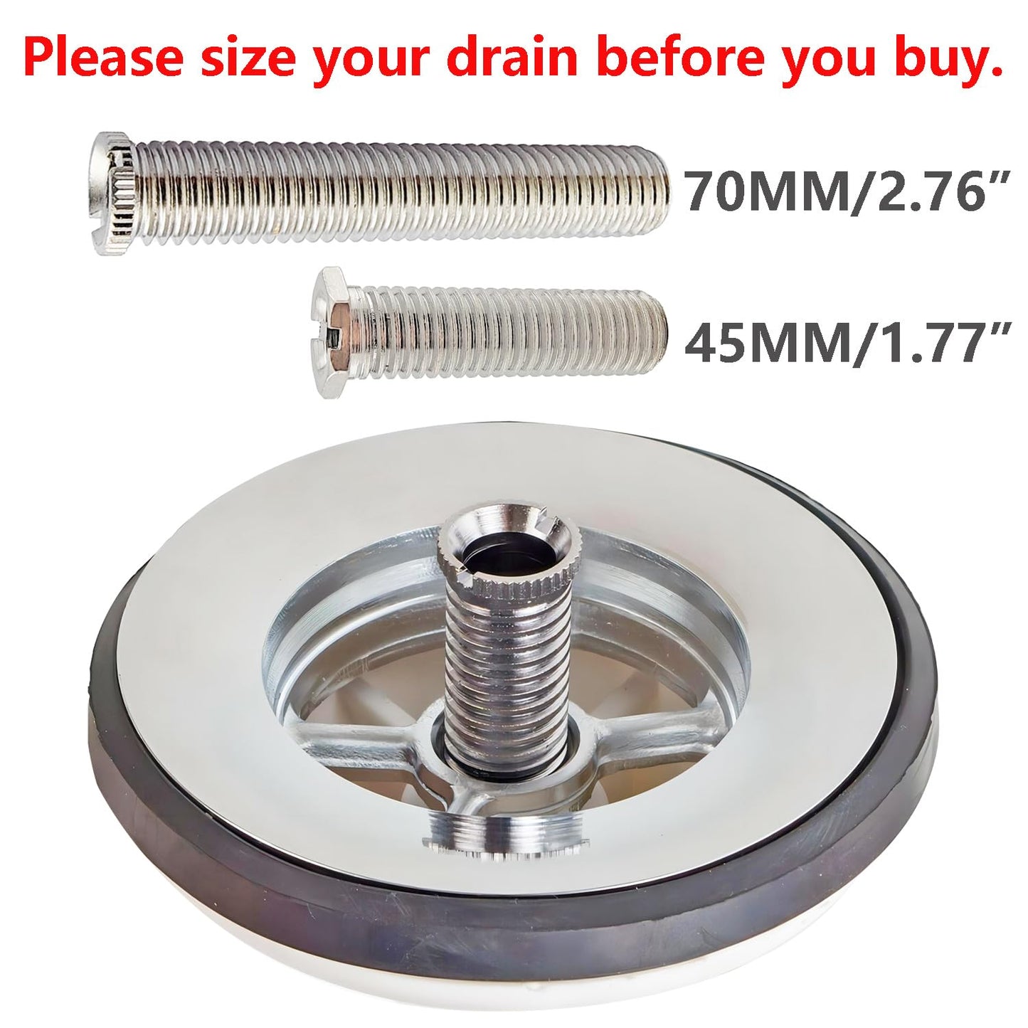 Qrity 70mm Ceramic Wash Basin Extended Bolt Screw Kitchen Sink Basket Strainer Plug Screw for Marble Artificial Quartz Stone Wash Basin