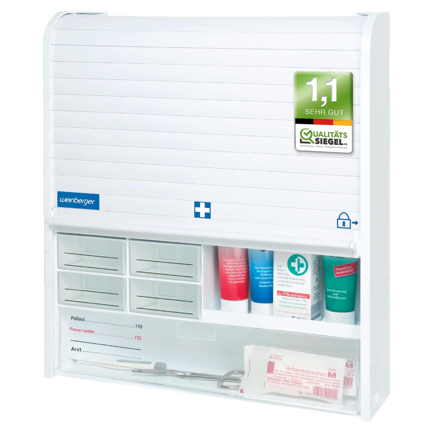 Weinberger Medicine Cabinet | Plastic Bathroom Medicine Storage with 14 Drawers | Lightweight 3.65kg | 48x42x10cm | Wall Mountable Lockable Cabinet
