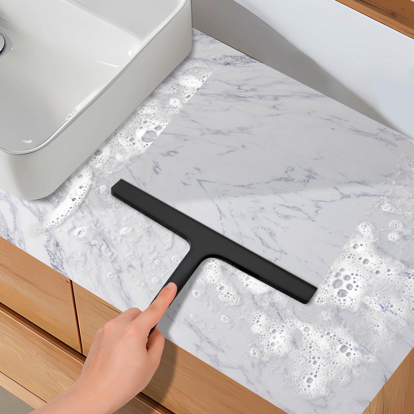 Shower Squeegee,Window Squeegee,Stainless Steel Shower Screen Wiper with Strong Suction Hook for Bathroom,Kitchen,Mirror,Car,Window and Glass Cleaning