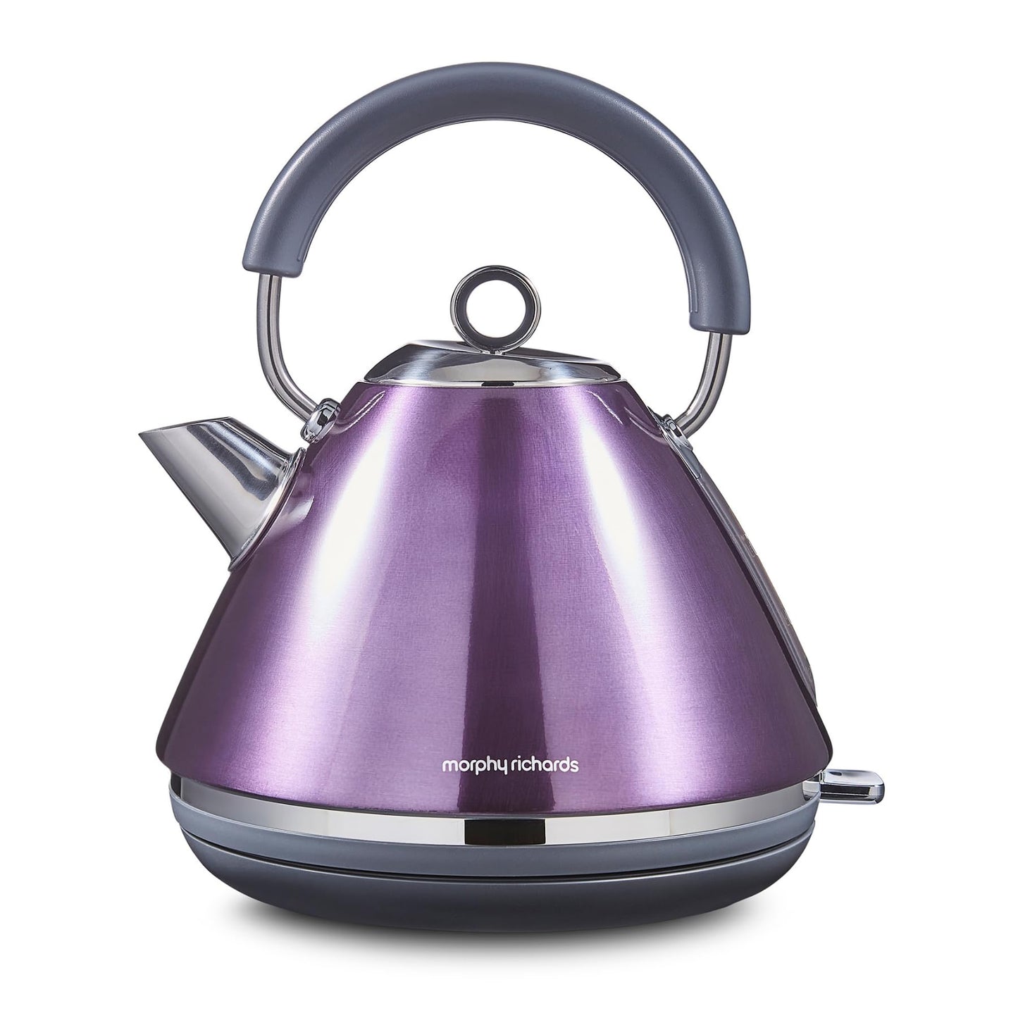 Morphy Richards Accents Pyramid Kettle, 1.5L, 3KW Rapid Boil, 360 Base, Removable Limescale Filter, Easy View Window, Ring Pull, Purple, 102050