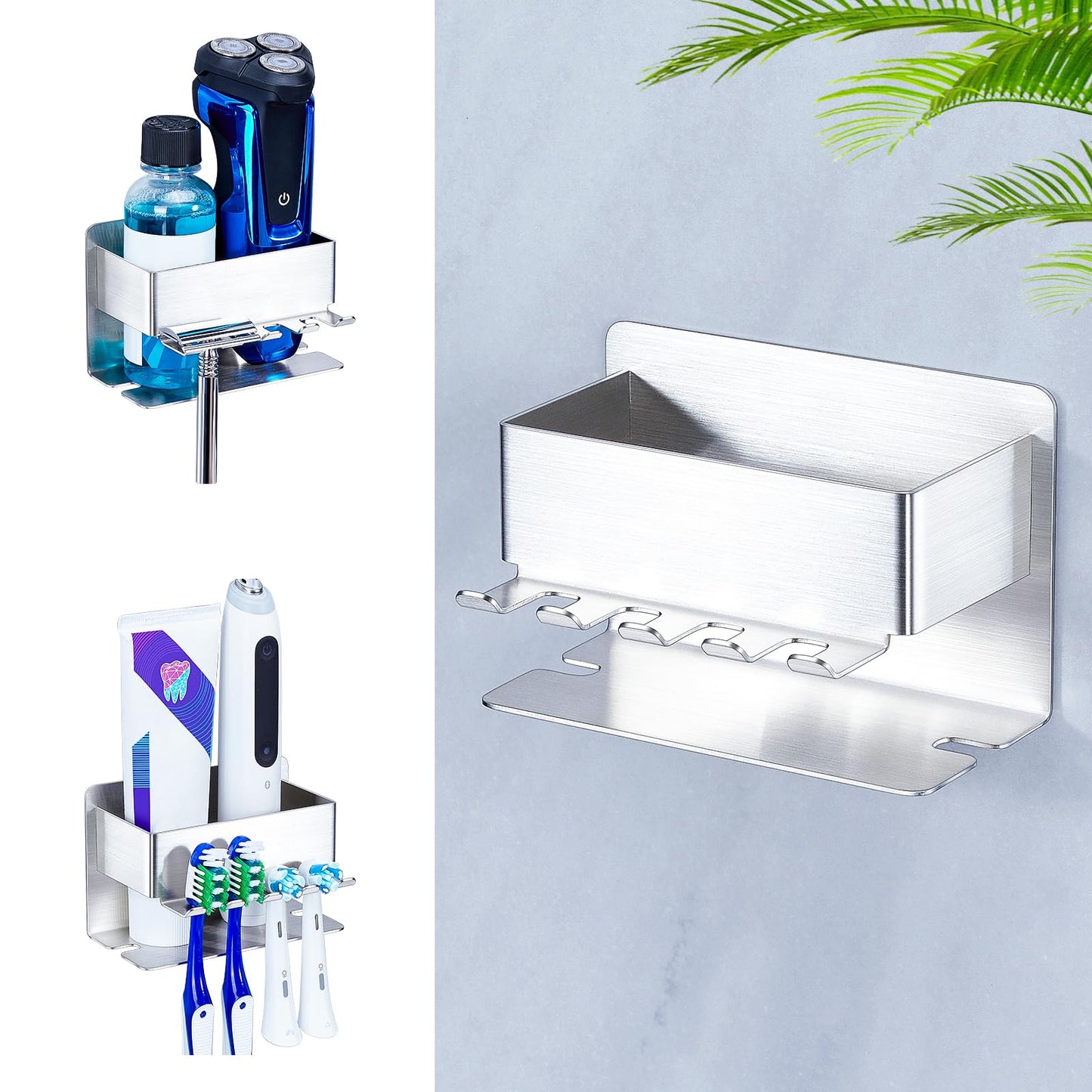 WAYASI Electric Toothbrush Head Holder, Electric Toothbrush Holder, Adhesive Toothbrush Holder Wall Mounted Non Screw, Tooth Brush Head Holder,