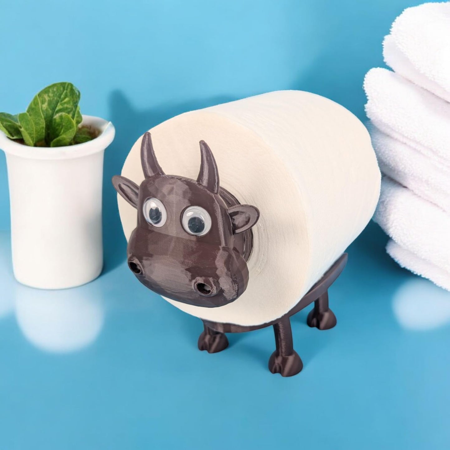 Dekorify Cow Toilet Paper Holder β Freestanding Black Toilet Roll Holder, Cute & Funny Bathroom Toilet Roll Stand