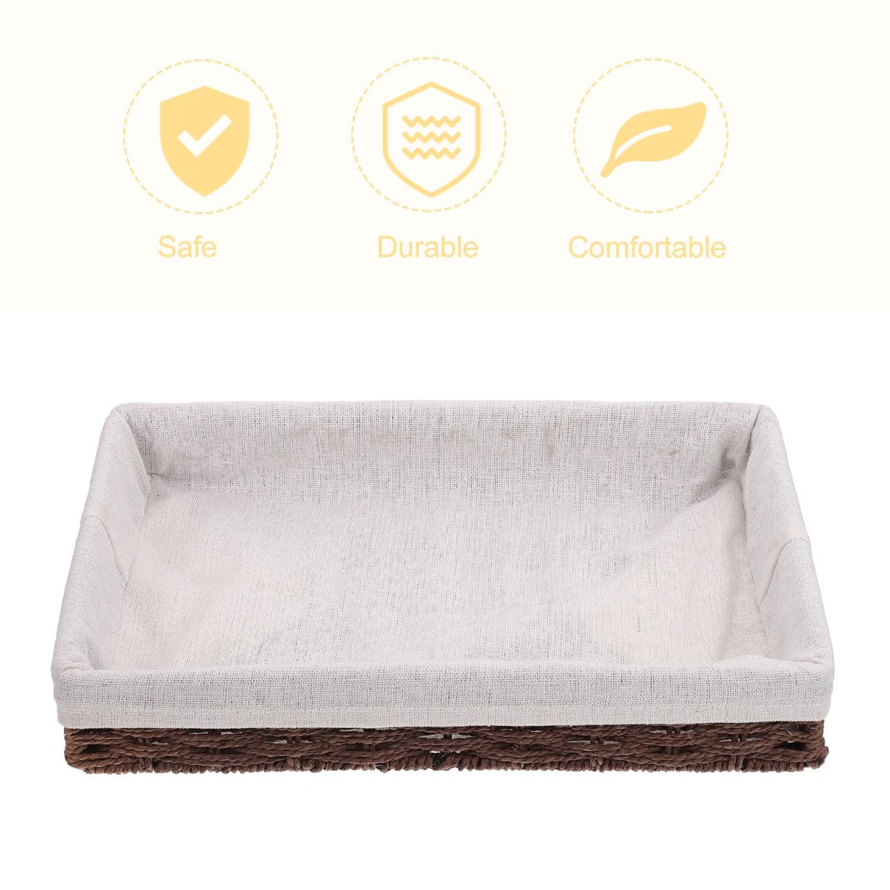 Healifty Rattan Woven Desktop Storage Basket Key Change Storage Box for Keys Access Cards Cosmetics and Sundries Shallow Wicker Basket for Home