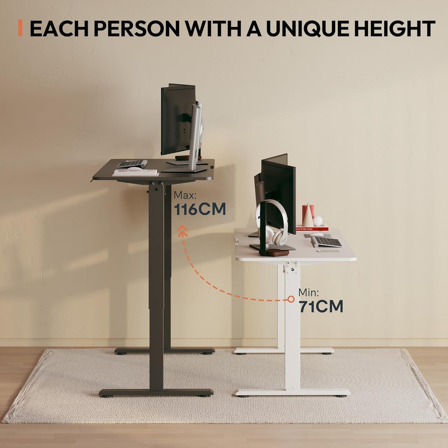 SANODESK 160×75CM Electric Standing Desk Height Adjustable Corner Standing Desk with Hooks and Cupholder Sit Stand Table Adjustable Desk with Memory