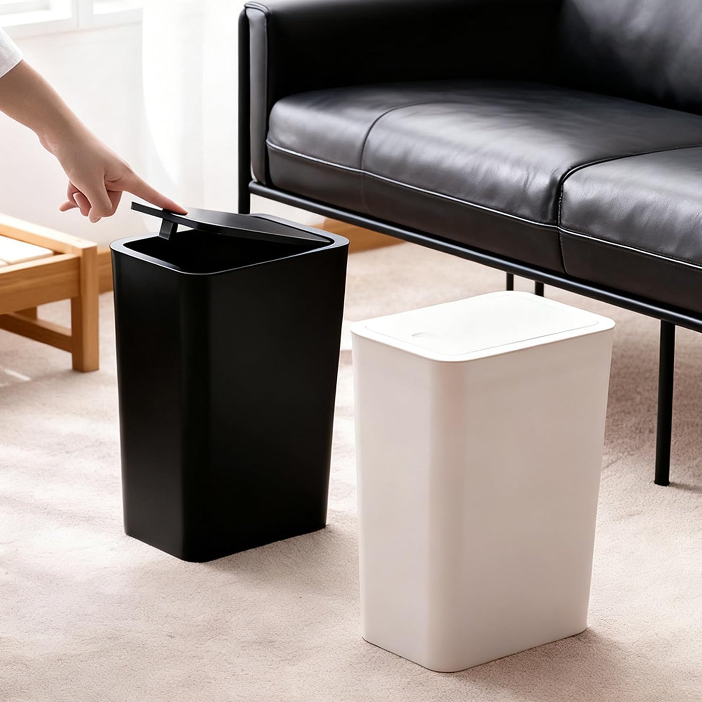 Stowetry 2 Pack Bedroom Bin,10L Plastic Bathroom Bin with Lid