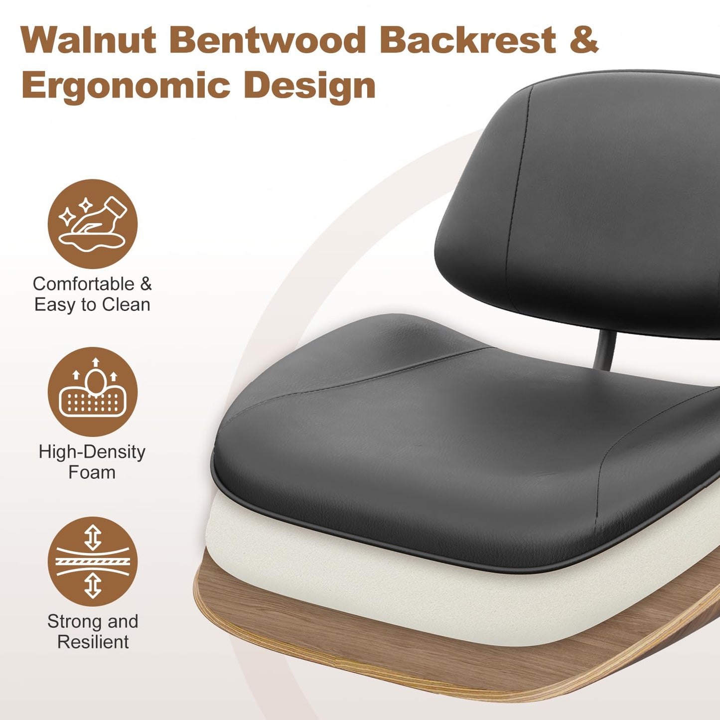 BERYTH Office Chair Comfy Small Ergonomic Office Chair with Wheels Desk Chair Modern Swivel With Adjustable Height Capacity up to 136 kg Study
