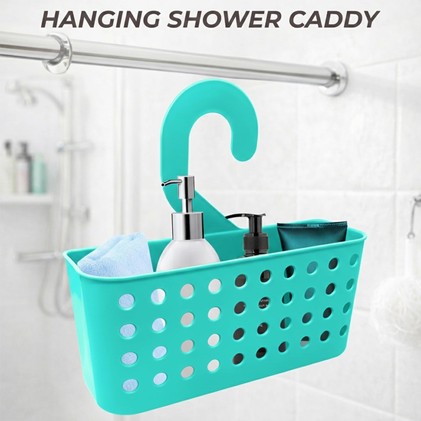 Ketayle Premium Plastic Shower Caddy Turquoise - Wall Mounted Storage Basket for Bathroom Essentials