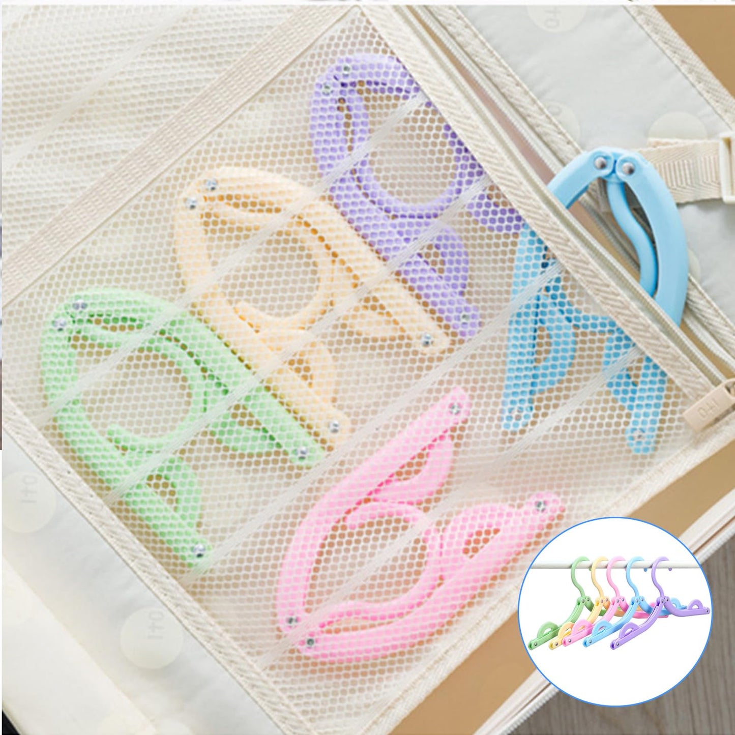 Portable Folding Coat Hangers, 20-Piece Travel Set - Plastic, Space-Saving, Foldable - Camping, Home, Outdoor (5 Colors)