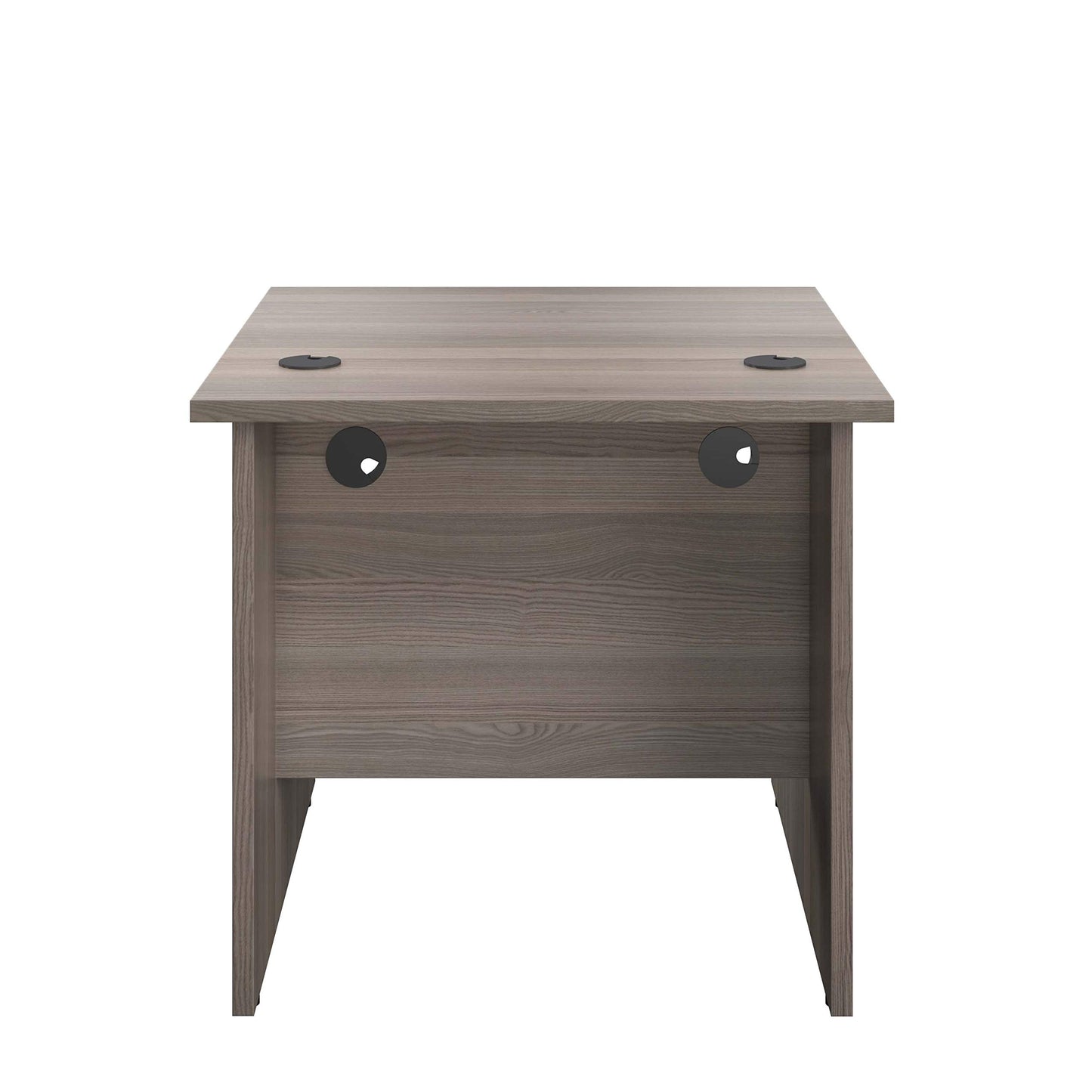 Office Hippo Heavy Duty Rectangular Office Desk, Home, Table, Integrated Cable Ports, 5 Yr Wty, MFC, Grey Oak, 80cm x 80cm