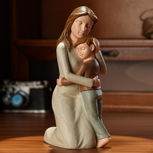 Carracci Mother and Son Figurines, Sculpted Hand-Painted Mom and Son Statues Gifts for Mothers Day Anniversary Birthday