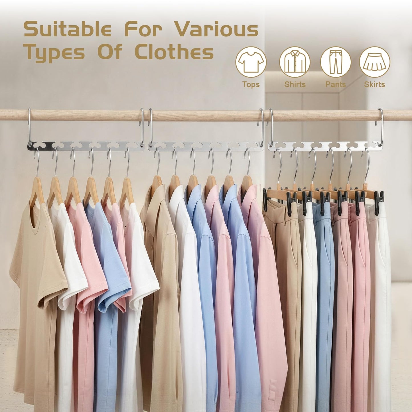 HOUSE DAY Space Saving Magic Hangers Pack of 20 Magic Hangers Metal Hanger Oragnizer Closet Space Saver Hangers