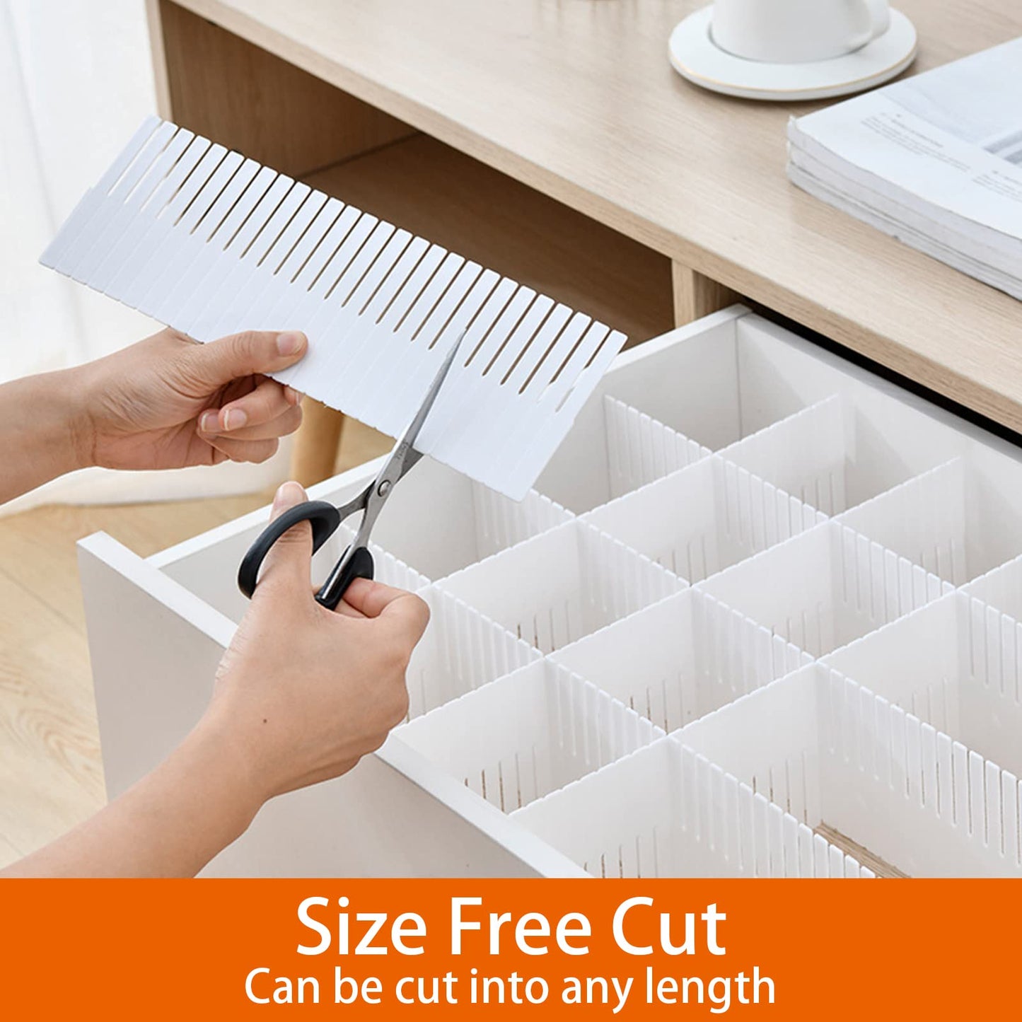 KnnRiim 40Pcs Drawer Dividers, 38x7 cm, Thin, Plastic Drawer Storage, Adjustable Drawer Organizer Separators for Clothes, Socks, Makeup, Kitchen