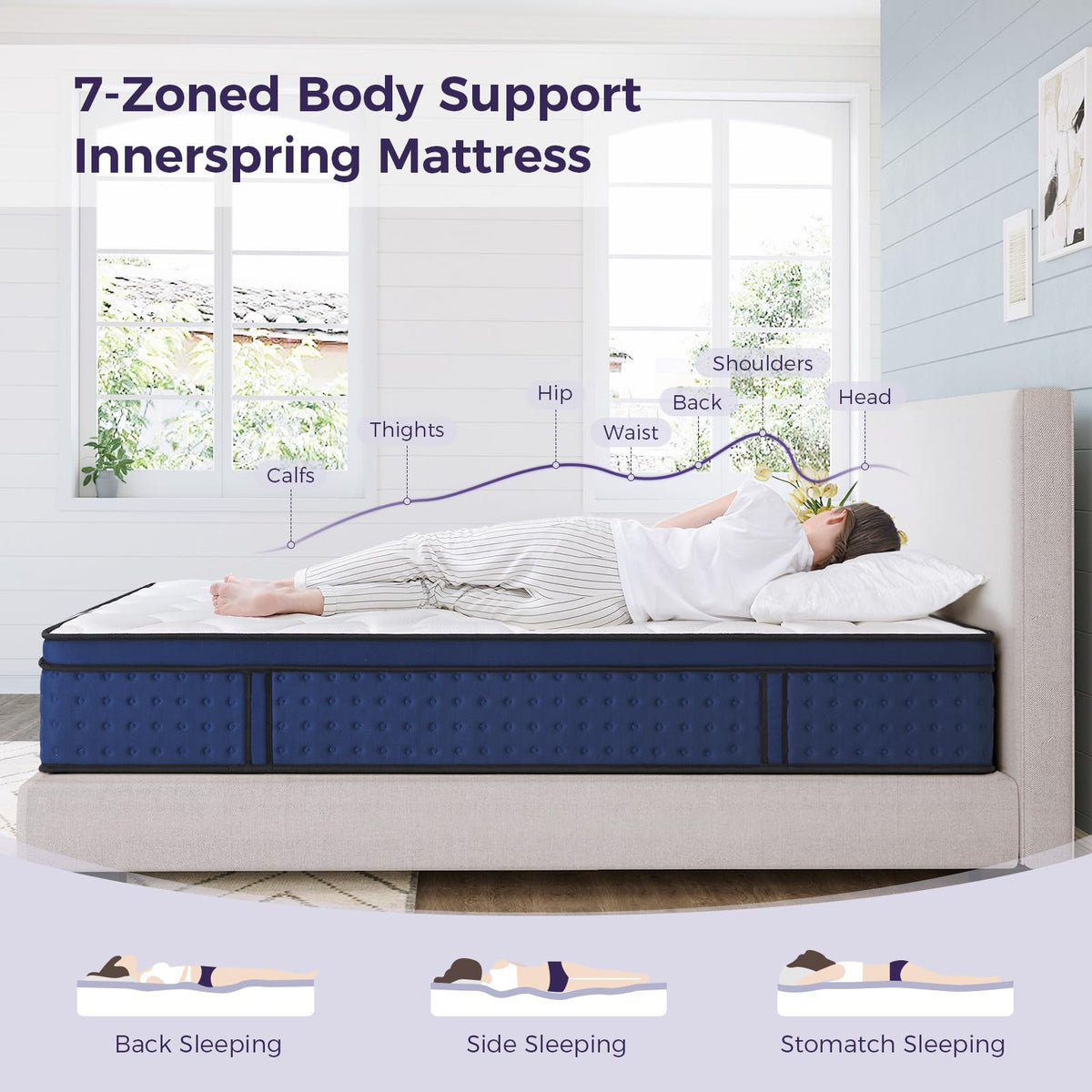 Resspry Small Double Mattress, 12Inch Hybrid Mattress for Pressure Relief, Breathable Foam with Individually Pocket Spring, Medium Small Double Bed