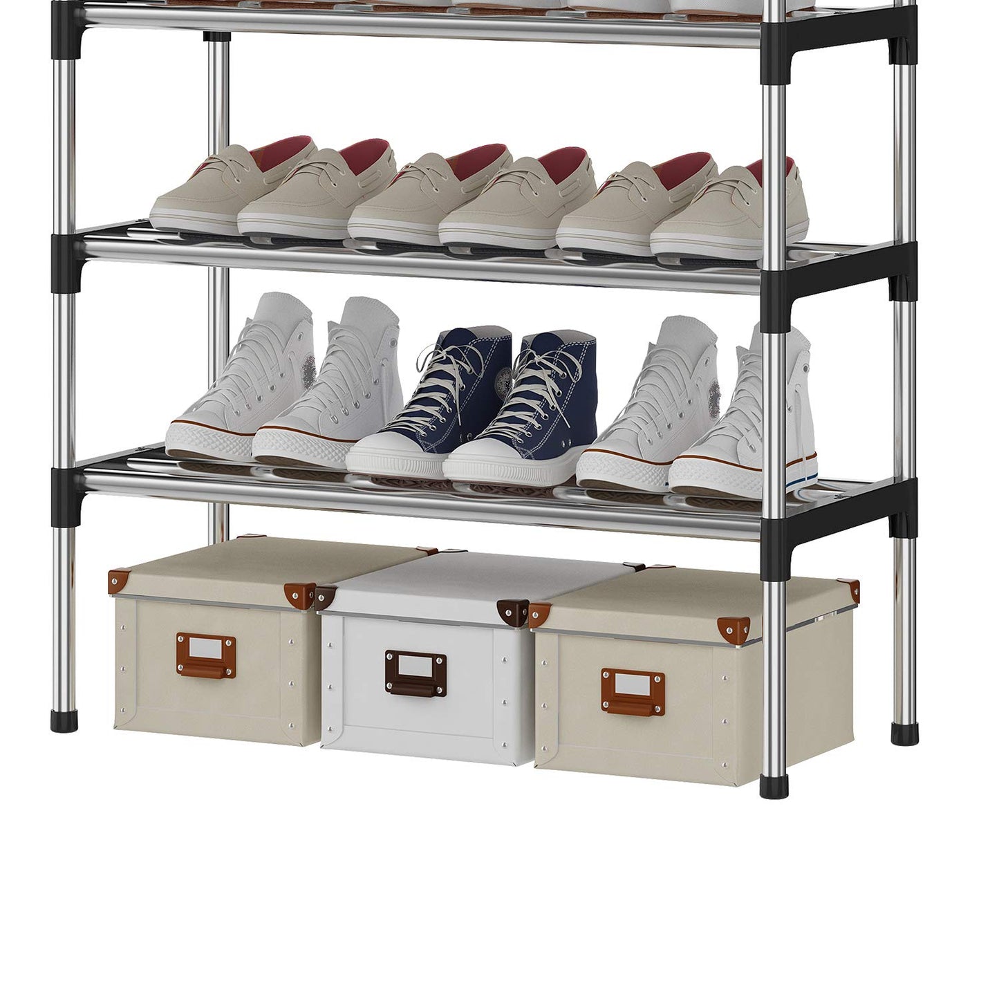 AcornFort® S-5 6 Tiers 18 Pairs Small Shoe Storage Rack Organiser Shelf Hold Stand (Silver)