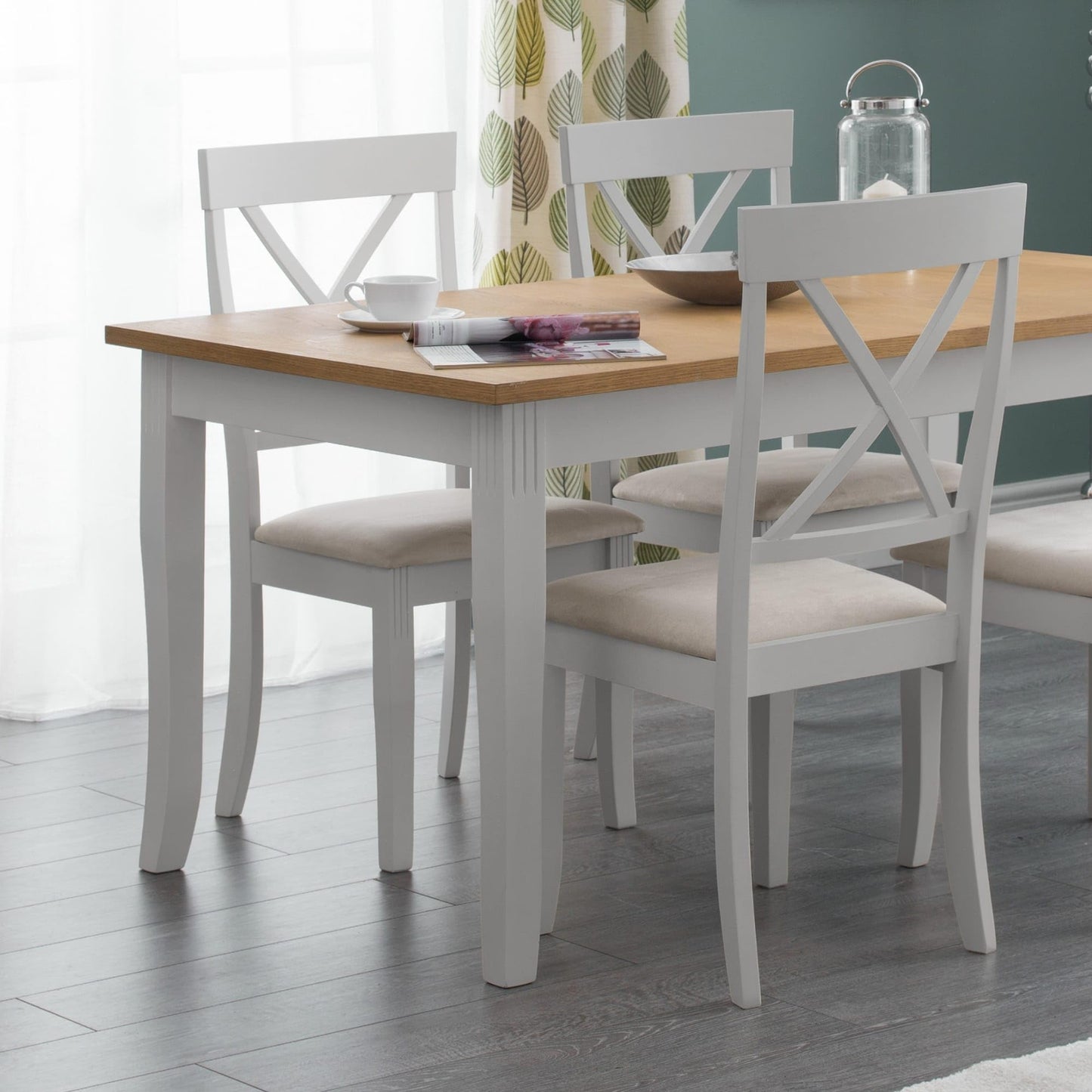 Julian Bowen Oak/Elephant Grey Wood Davenport Dining Chairs Set of 2