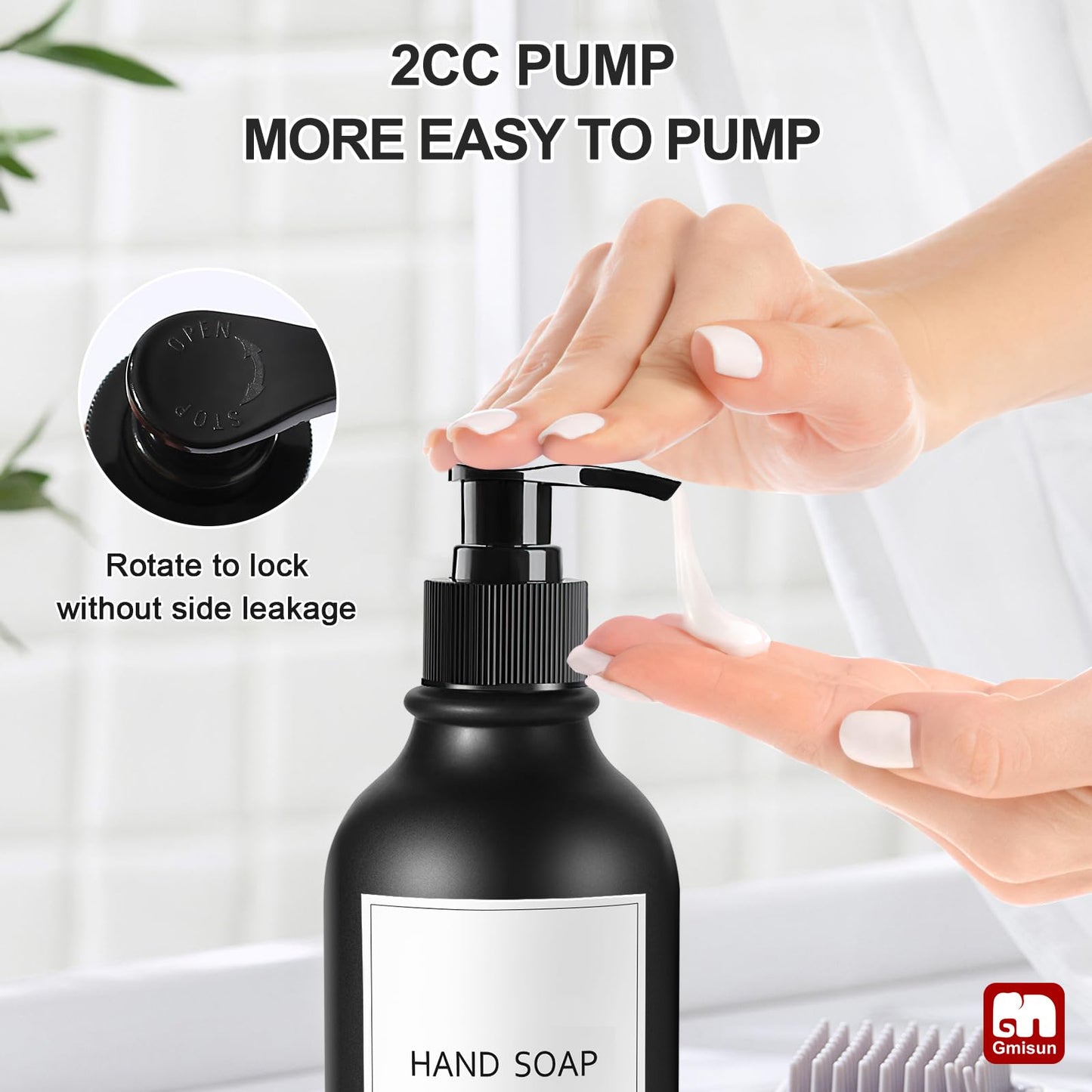 GMISUN Shampoo and Conditioner Bottles, Plastic Black Shampoo Dispenser