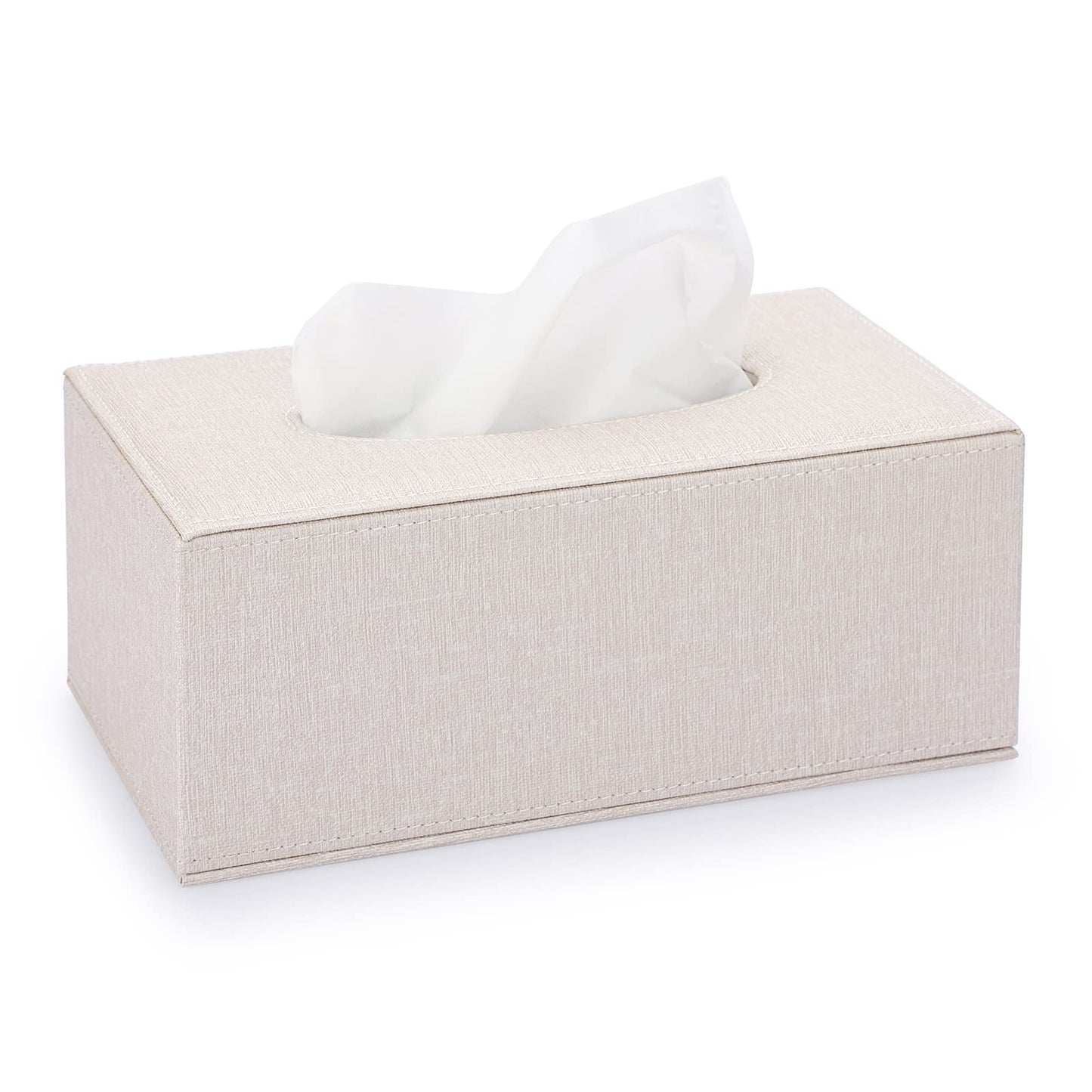 BTSKY Linen Household Office Rectangular Tissue Paper Holder - Tissue Box Cover Case Napkin Holder, Home Decoration Accessory (Beige)