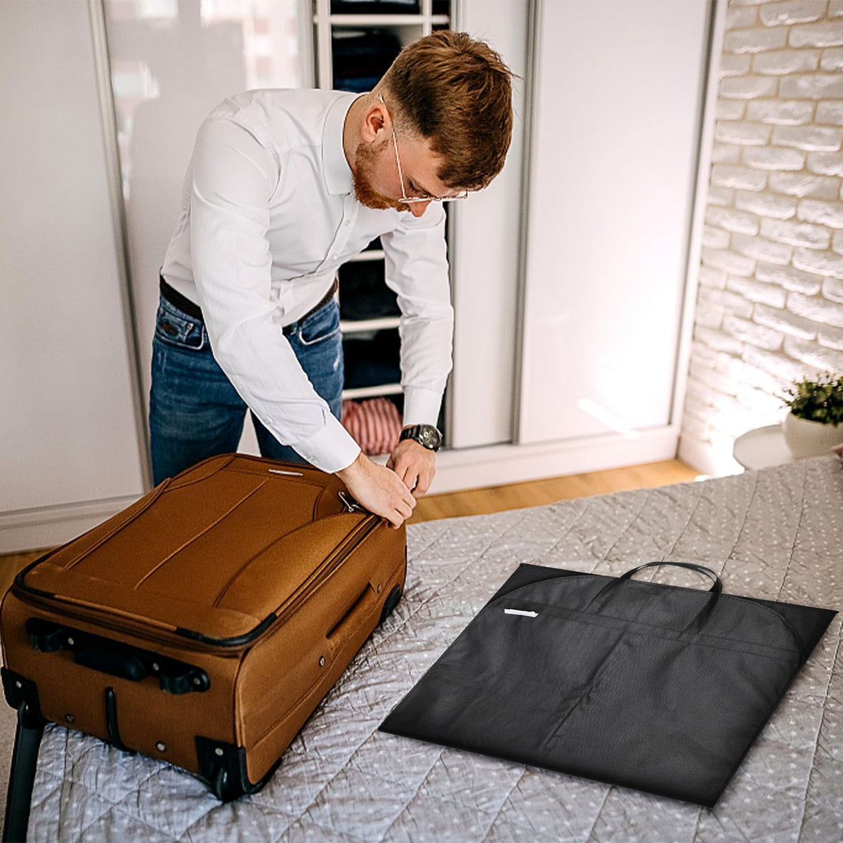 3 Pack Suit Bags Suit Covers For Men Suits Carrier With Handles And Gusset