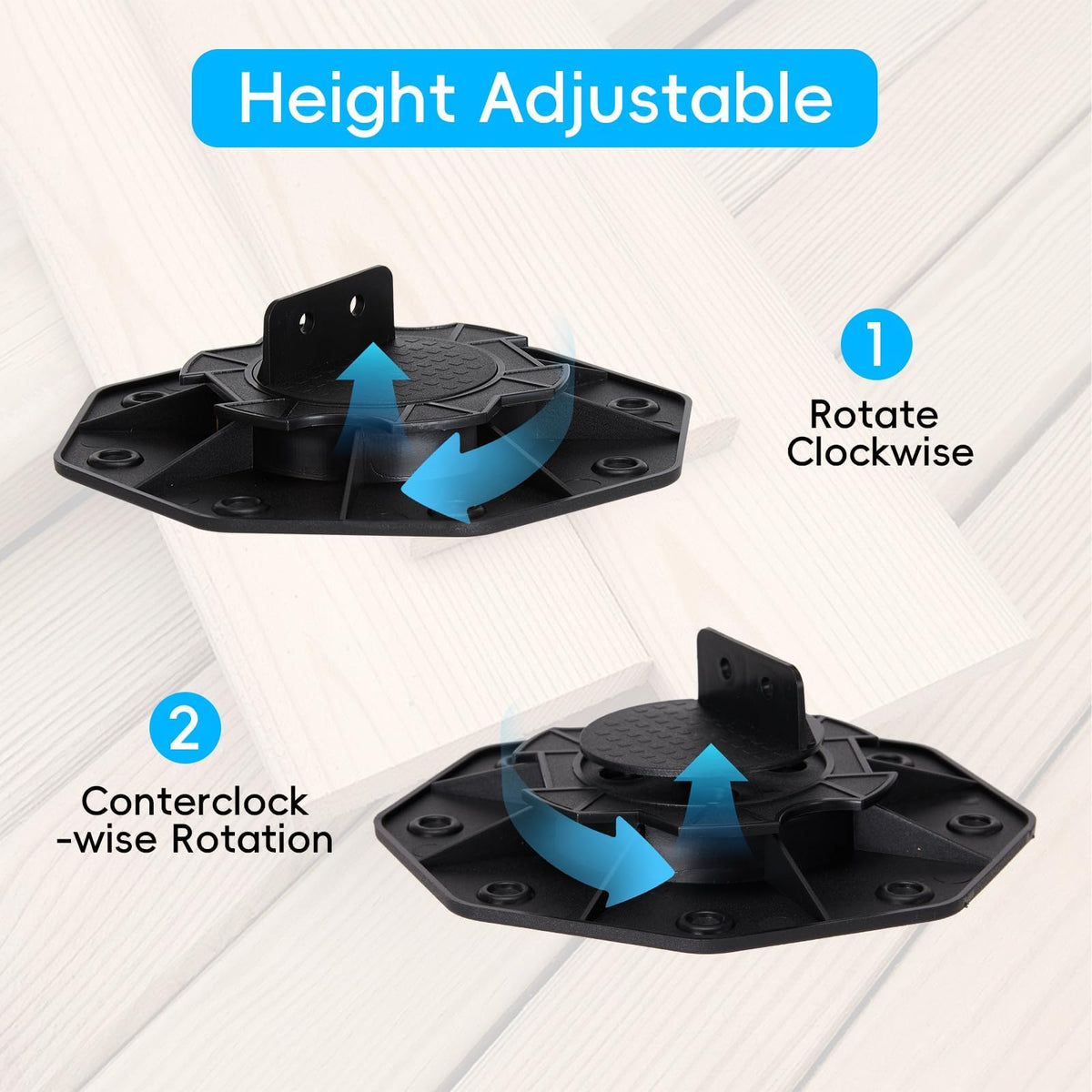 10 Pack Adjustable Decking Pedestal 18-30mm, Heavy Duty Joist Support Riser