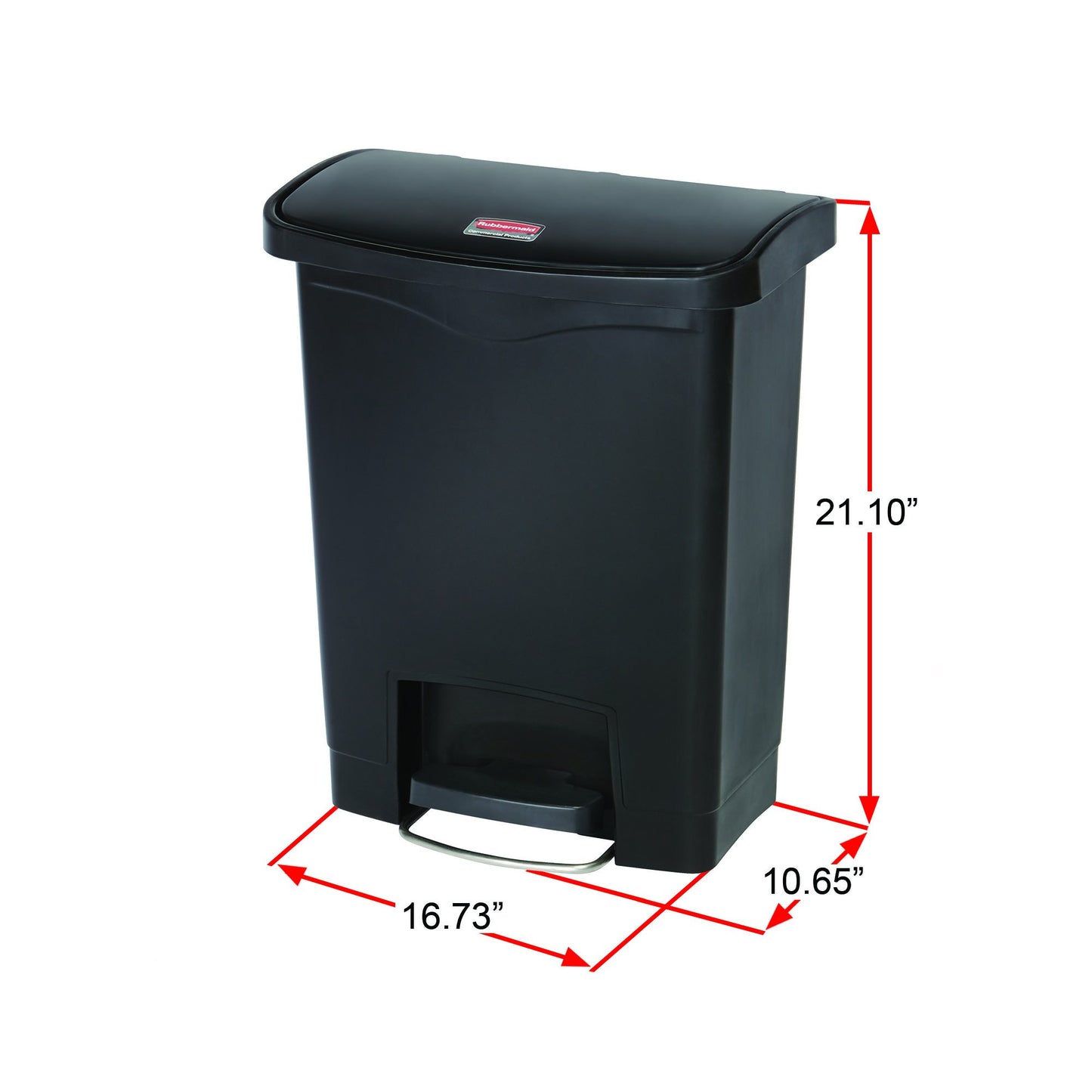 Rubbermaid Commercial Products Slim Jim Step-on Resin Front Step Waste Receptacle Bin 30 Litre Black 1883609