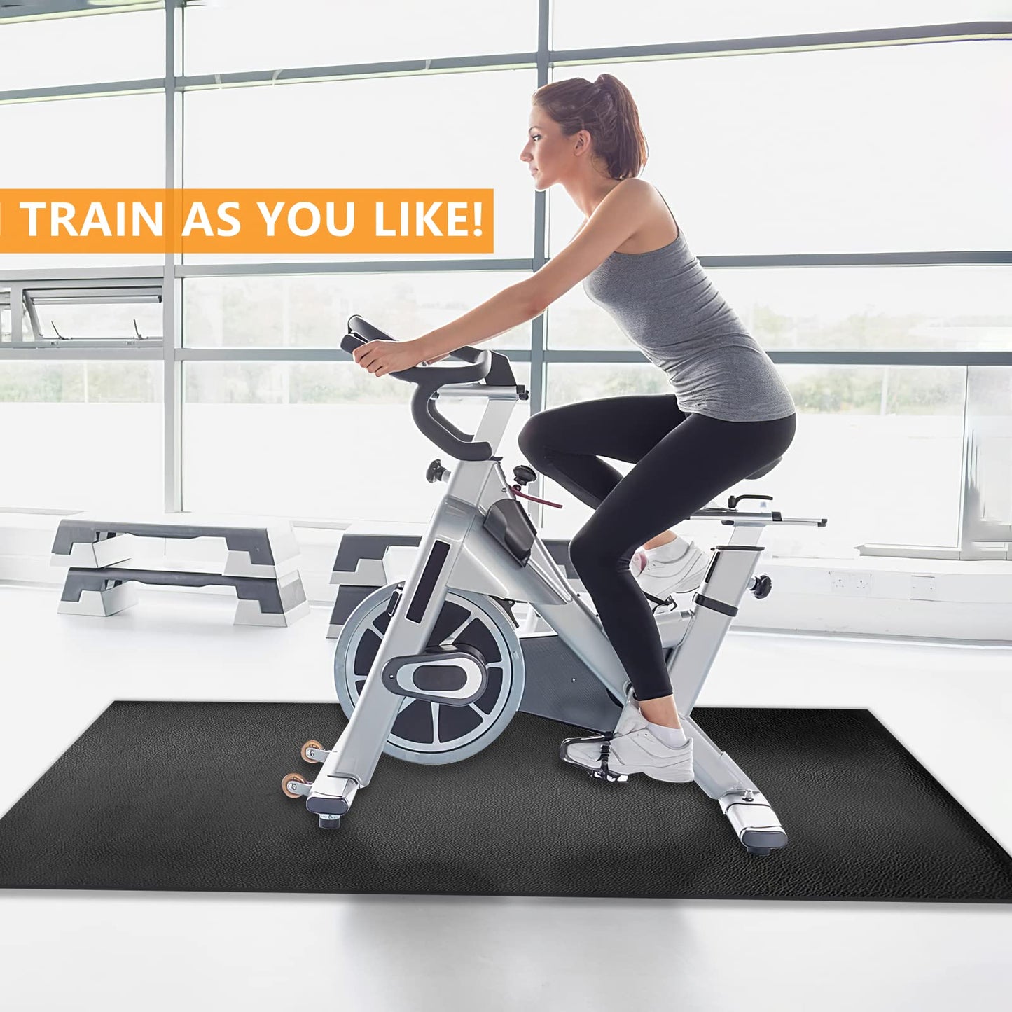 Treadmill Mat Floor Protector, Fitness Equipment and Exercise Mat, Non-slip Shock Resistant Floor Protector Mat for Treadmills, Cycles, Rowers, Cross