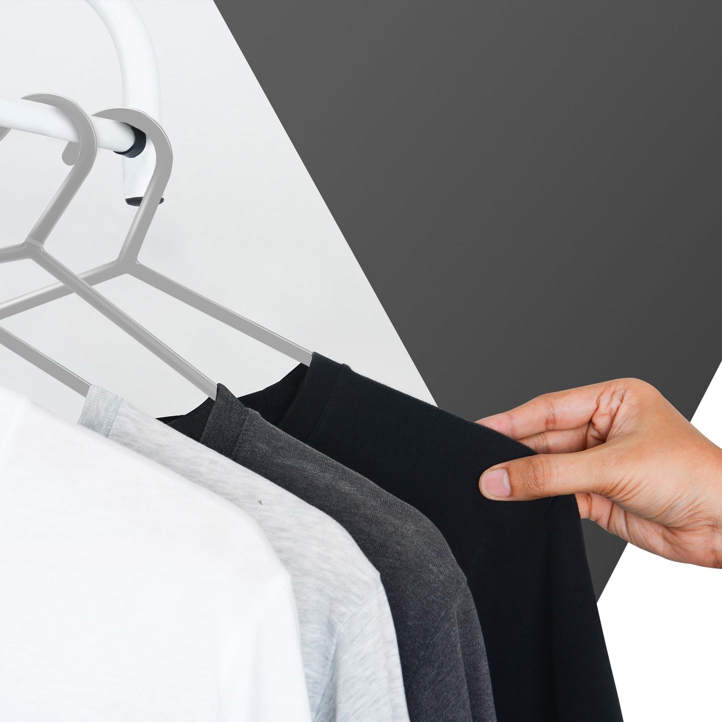 KEPLIN Adult Plastic Coat Hangers - Strong Clothes Hangers for Clothes Rail & Closet, Clothing Hanger with Suit Pants Trouser Bar and Clips
