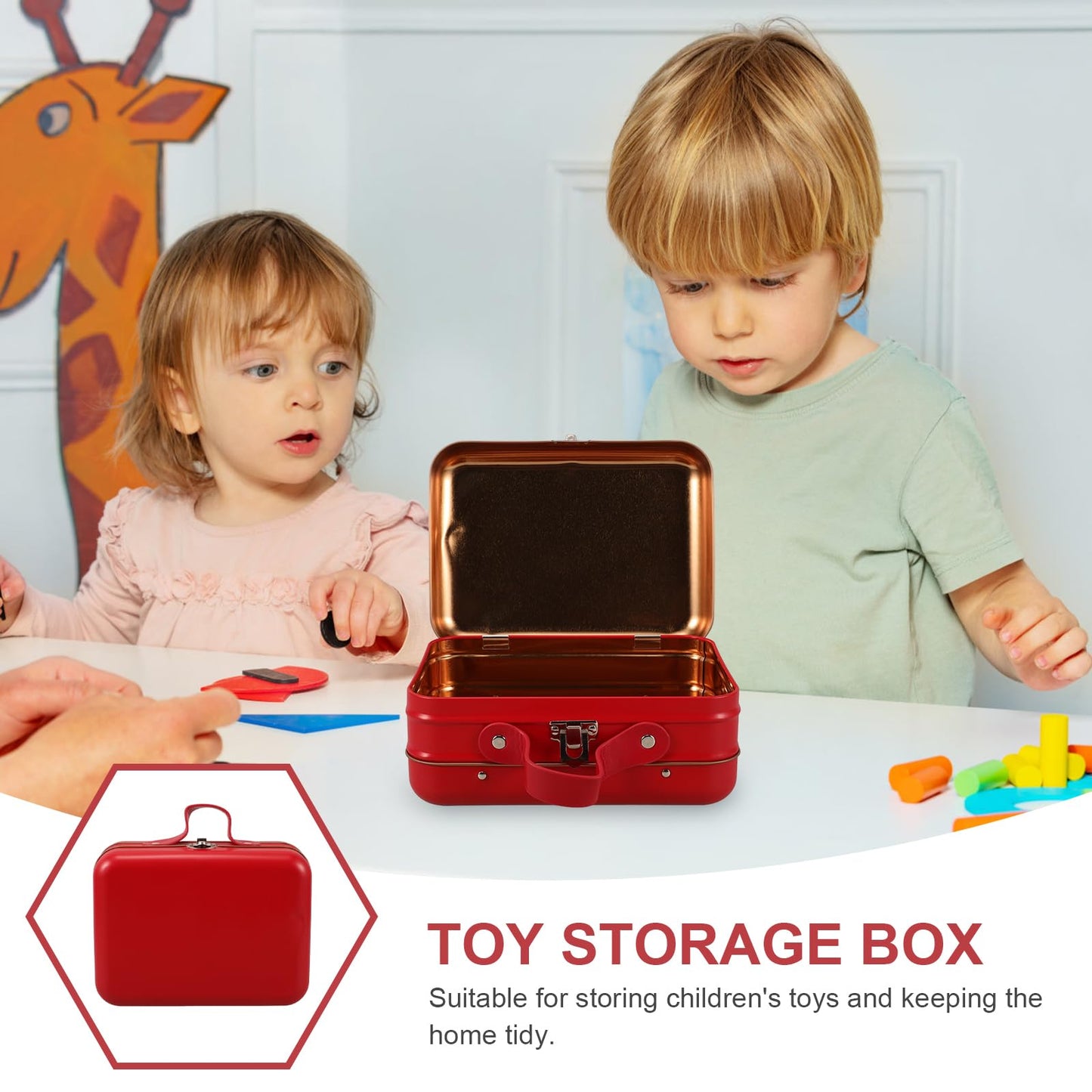 Alipis Toy Storage Box Boxes Retro Decor Toys Black Storage Bins Wedding Gif Boxes Mini Suitcase Pencils Case Small Suitcase Makeup Case Tiny Red Iron