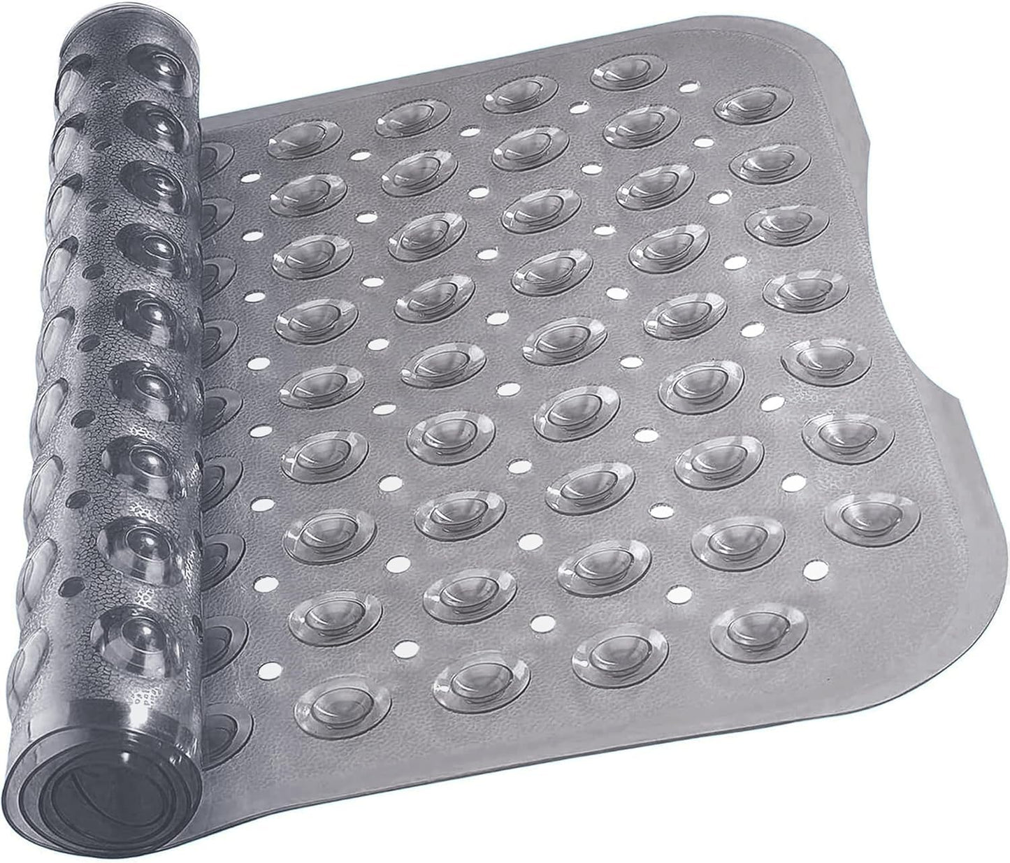 Ameha Shower Bath Mat Non Slip Anti Mould - Grey 70x38cm Bathroom Mats with Strong Suction Cups Grip and Drain Holes Shower Mats Machine Washable
