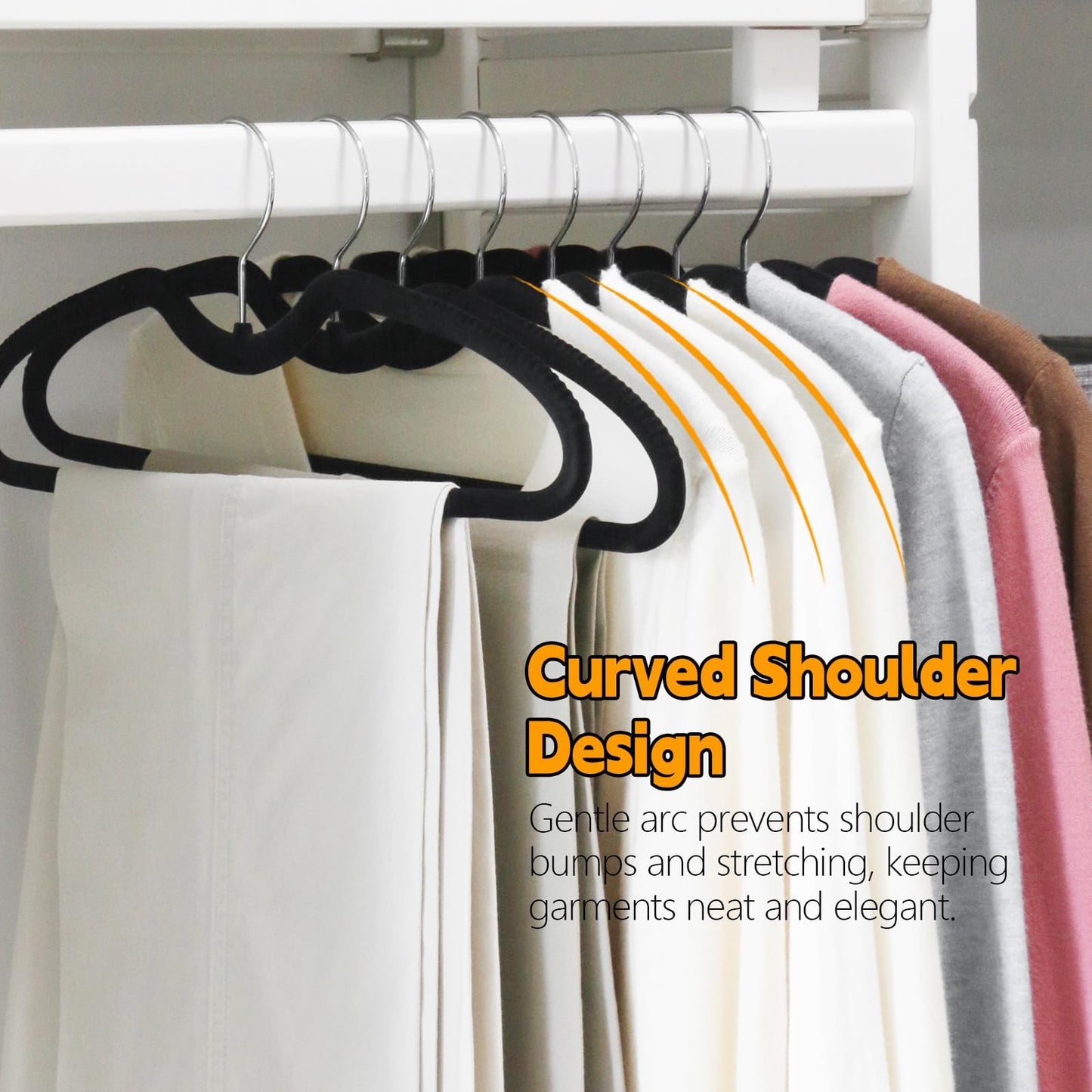 30 Pack Velvet Hangers, Short Neck Non Slip Slim Hangers with 360° Swivel Hook, Space Saving Clothes Hangers for Shirts, Dresses, Sweaters, Black