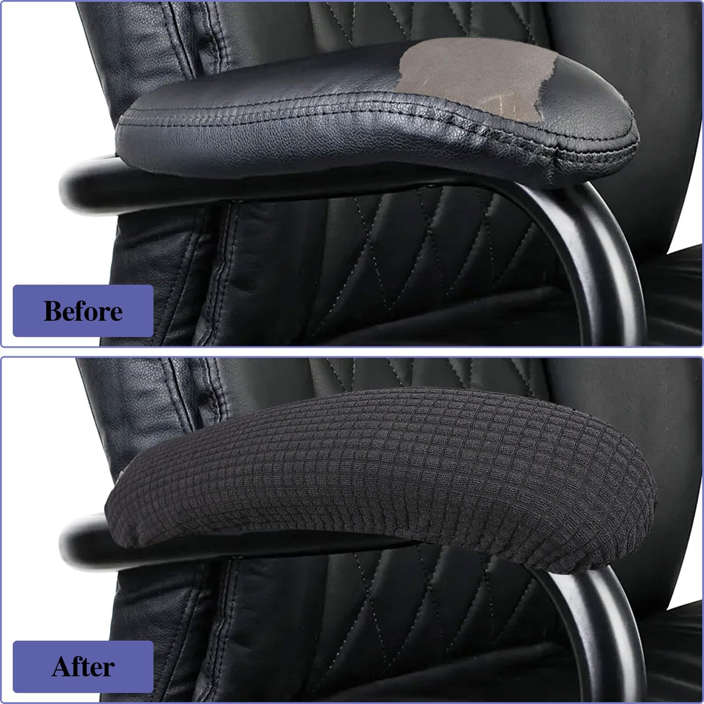 KALIONE 2Pcs Office Chair Arm Covers, Black Armrest Slipcover Pads, Elastic Computer Arm Protectors