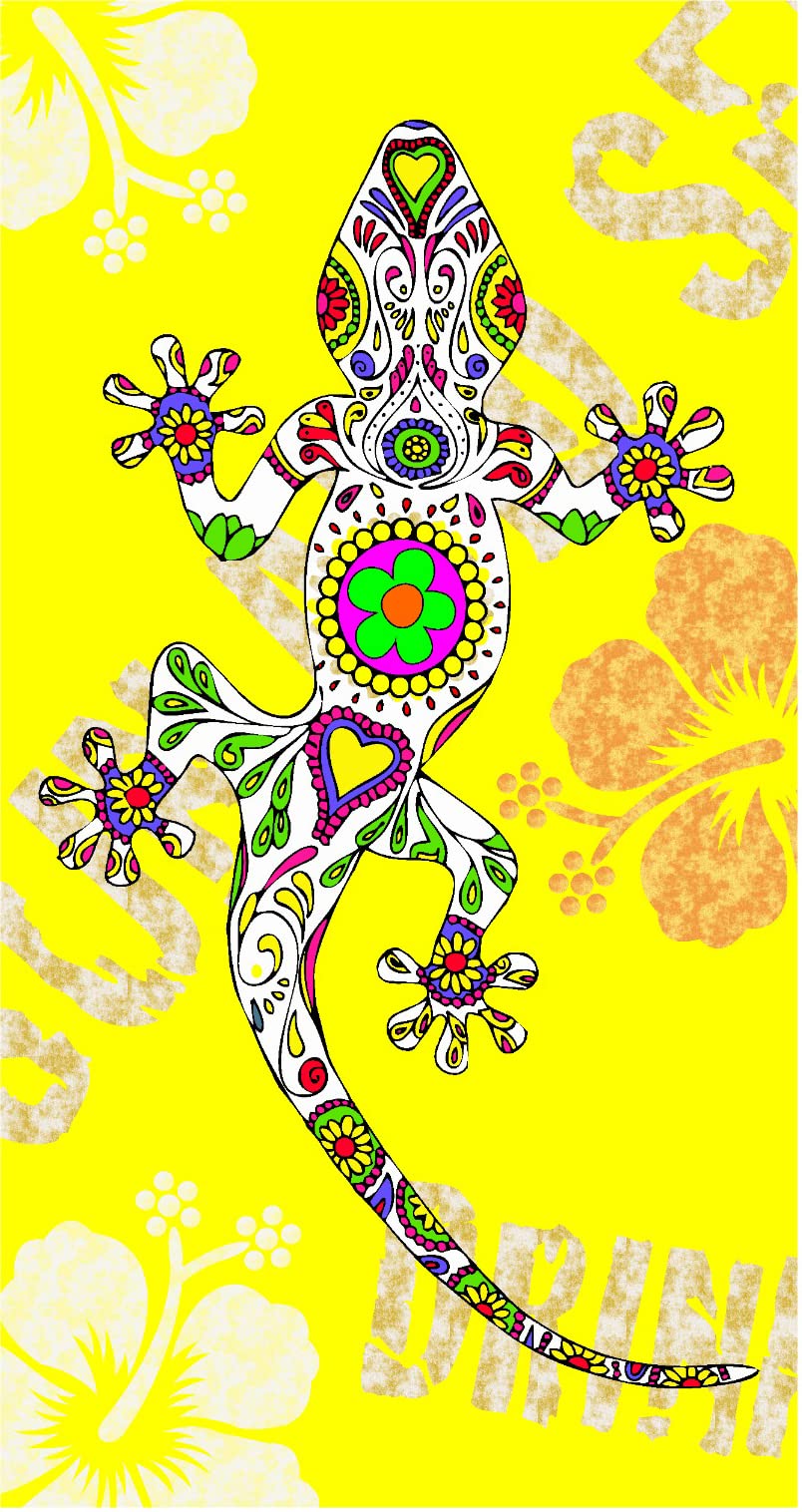 Miracle Home. Microfibre Beach Towel, 100% Polyester, Yellow, 75 x 145 cm