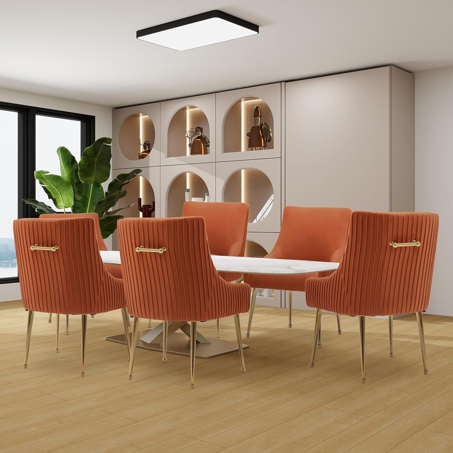 SEYNAR Dining Chairs, Accent Chairs Set of 2, Modern Upholstered Kitchen Chair with Gold Legs