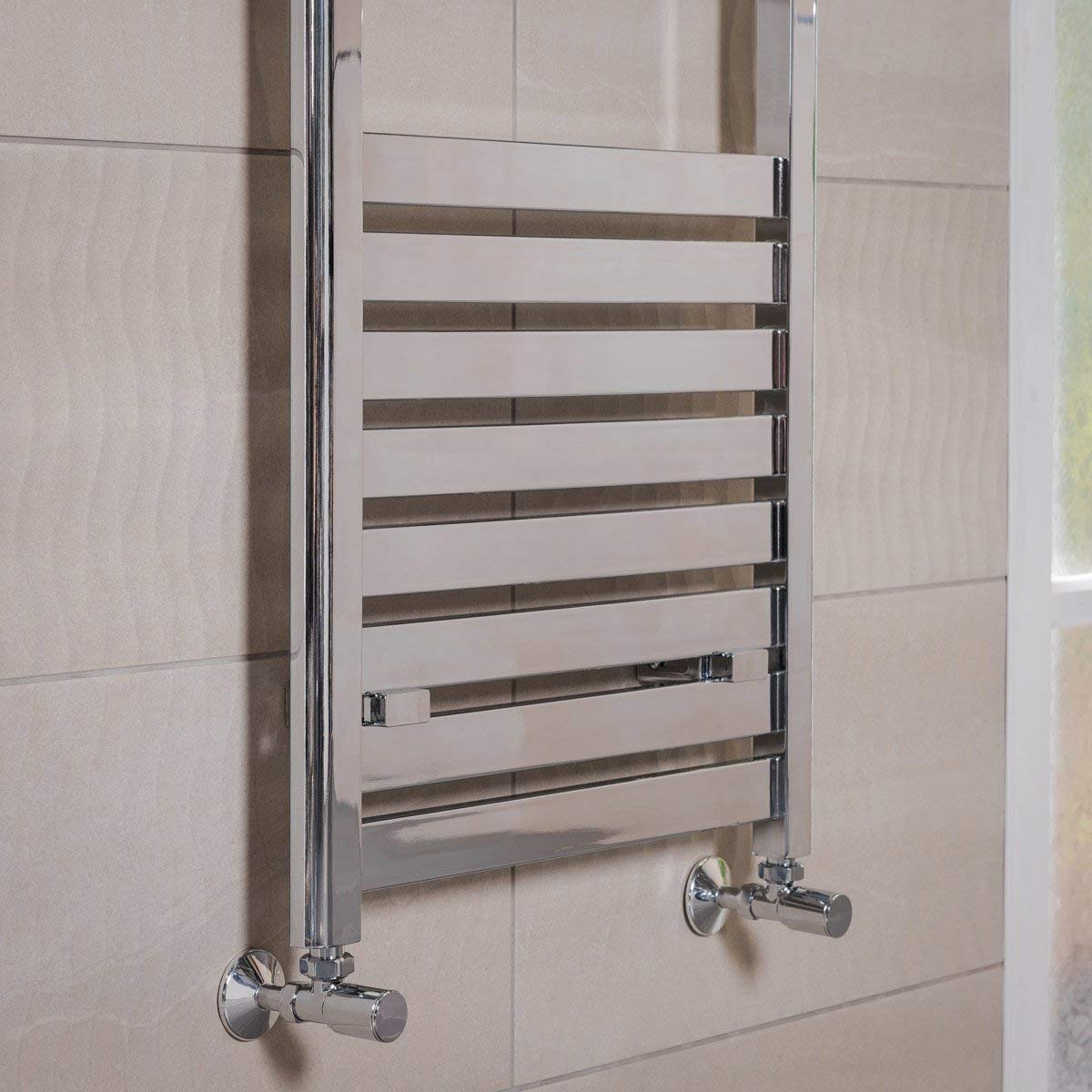 Warmehaus Designer Flat Panel Heated Towel Rail Radiator 1200 x 500 Chrome