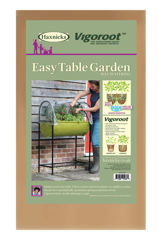Haxnicks Vigoroot Easy Table Garden | Self Watering Raised Bed Planter With Cover | Doubles As Small Greenhouse | Growing Vegetables Bush Tomatoes