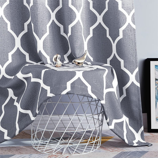 Beauoop Blackout Curtains for Bedroom Grey Ombre Curtains 72 Inch Drop Geometric Print Eyelet Curtain for Living Room Darkening Thermal Insulated