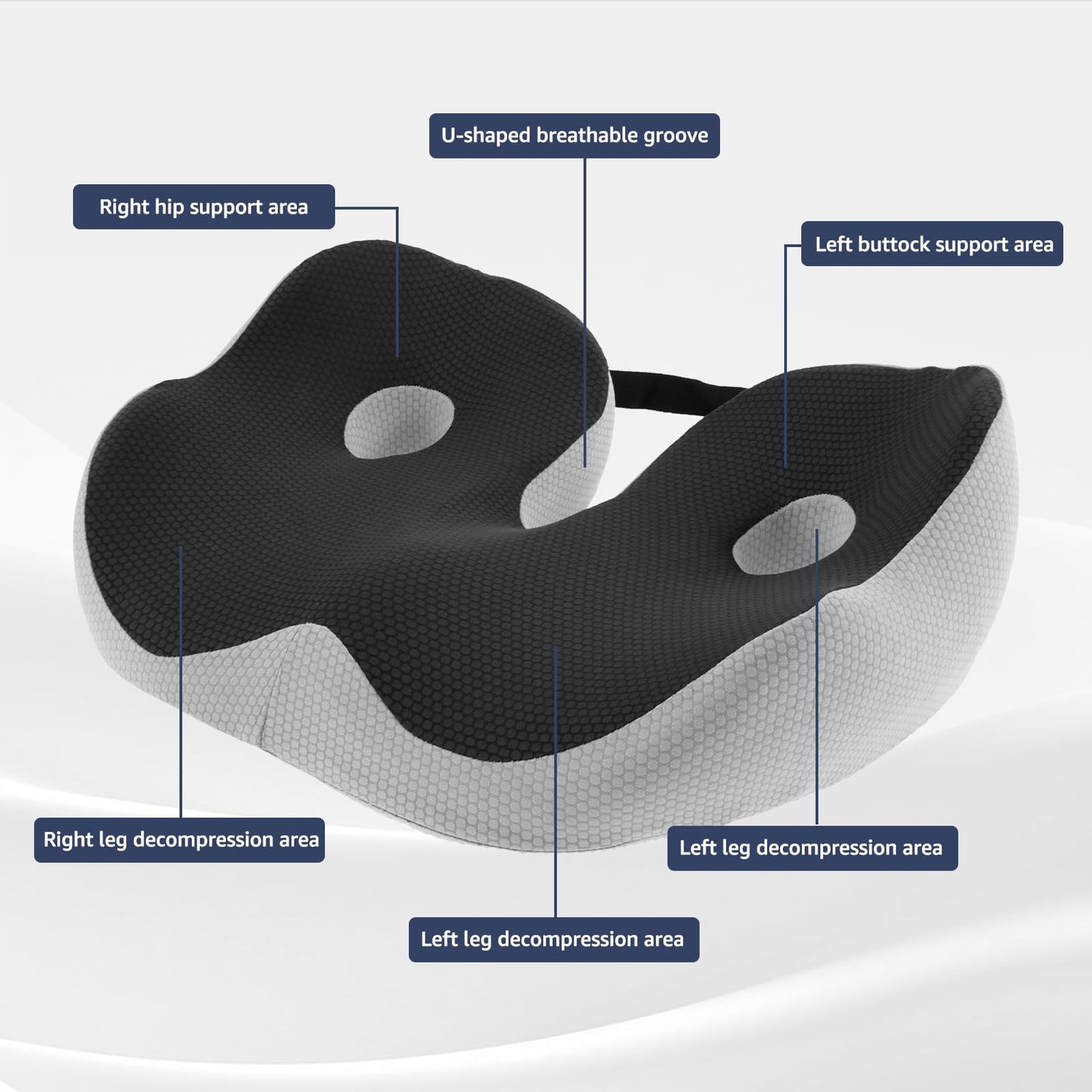 Coccyx Cushion for Tailbone Pain, Adjustable Memory Foam Non-Slip Seat Pads, Ergonomic Seat Cushion, Coccyx Pain Relief Cushion for Office Chair
